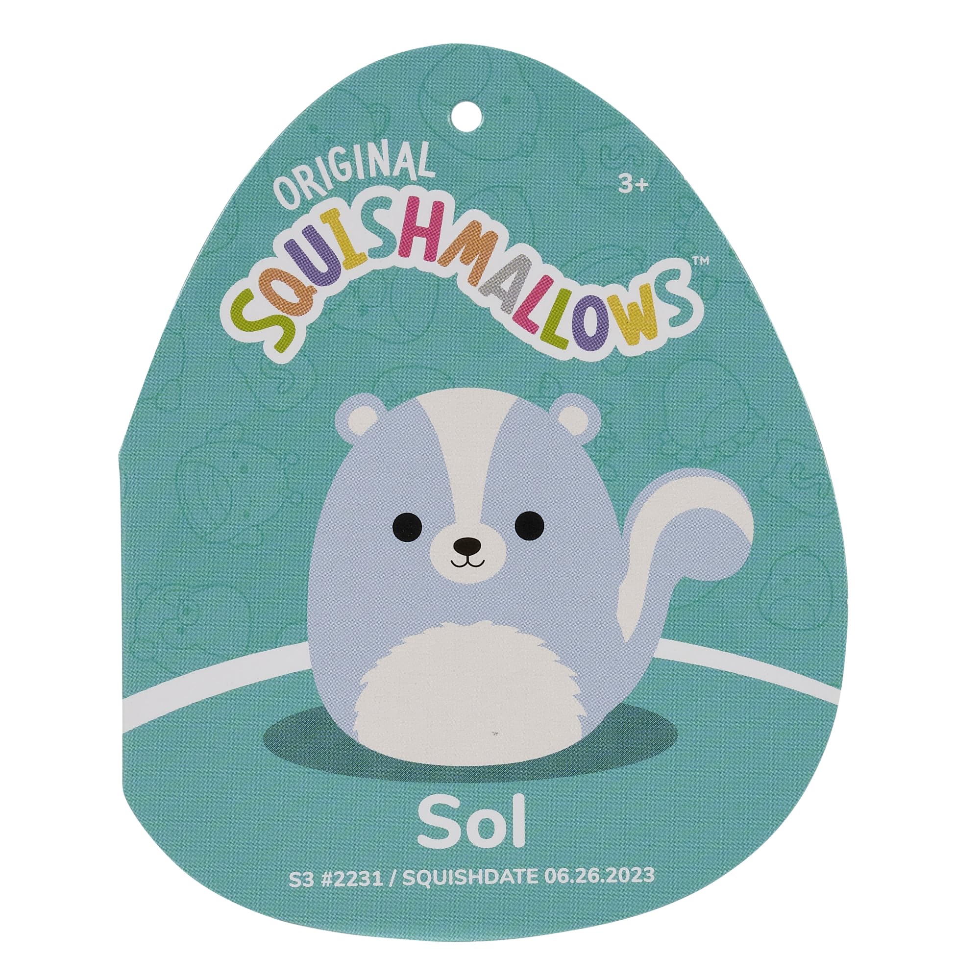 Squishmallows 3.5 inch Clip-On Plush Sol the Blue Skunk, SQCP00210, 9 cm Size - Image 3