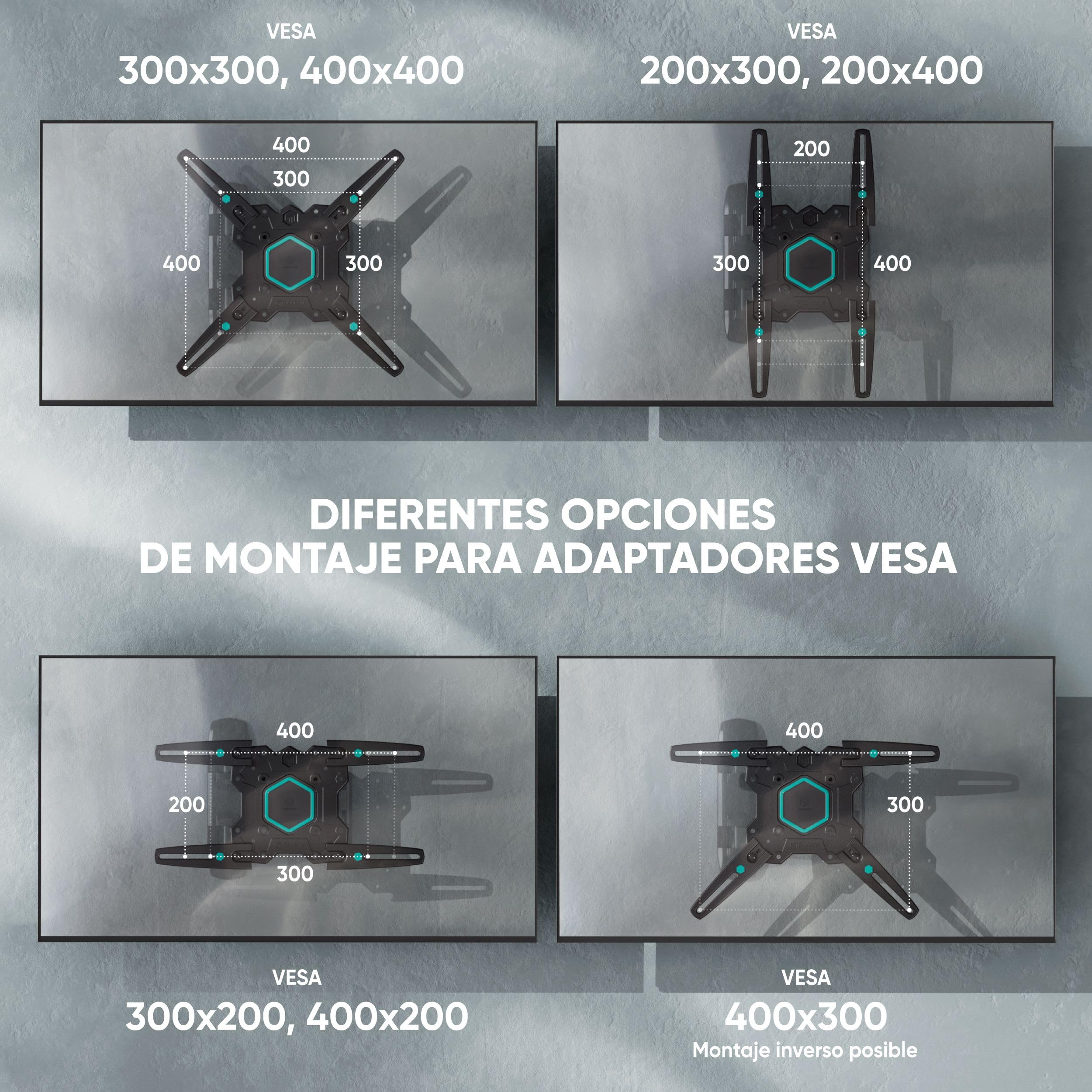 ONKRON Soporte TV Pared 32-65 Pulgadas, Carga de hasta 35 kg, VESA 100x100-400x400 mm, Soporte Television Pared Articulado, Inclinable y Giratorio 180°, Brazo TV Extensible, Negro M4-B