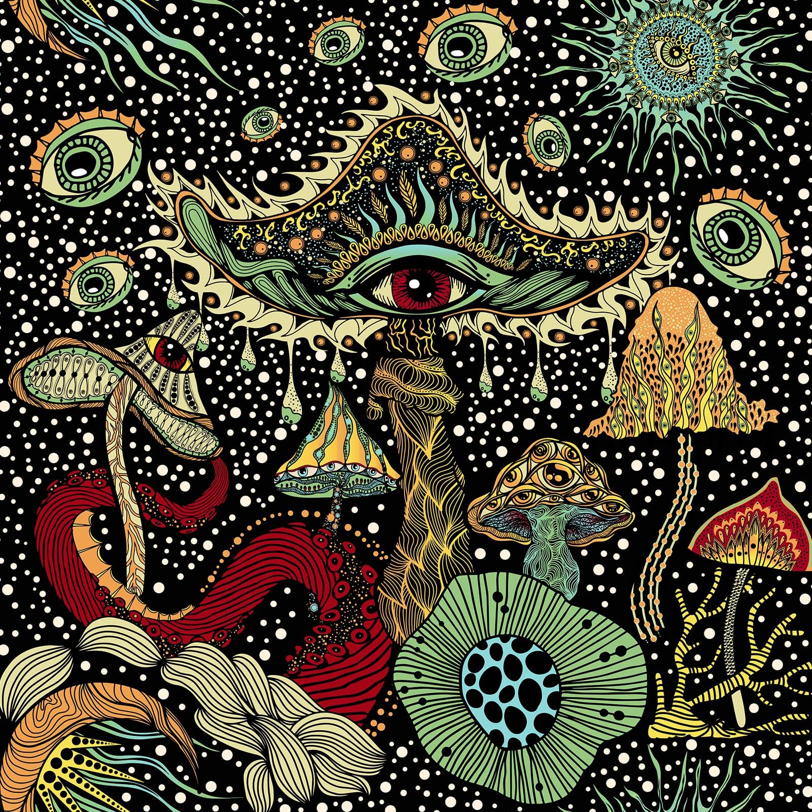 WENMER Peel and Stick Boho Mushroom Wallpaper - 17.7in x 16.4ft Self Adhesive Removable Contact Paper for Bedroom Bathroom