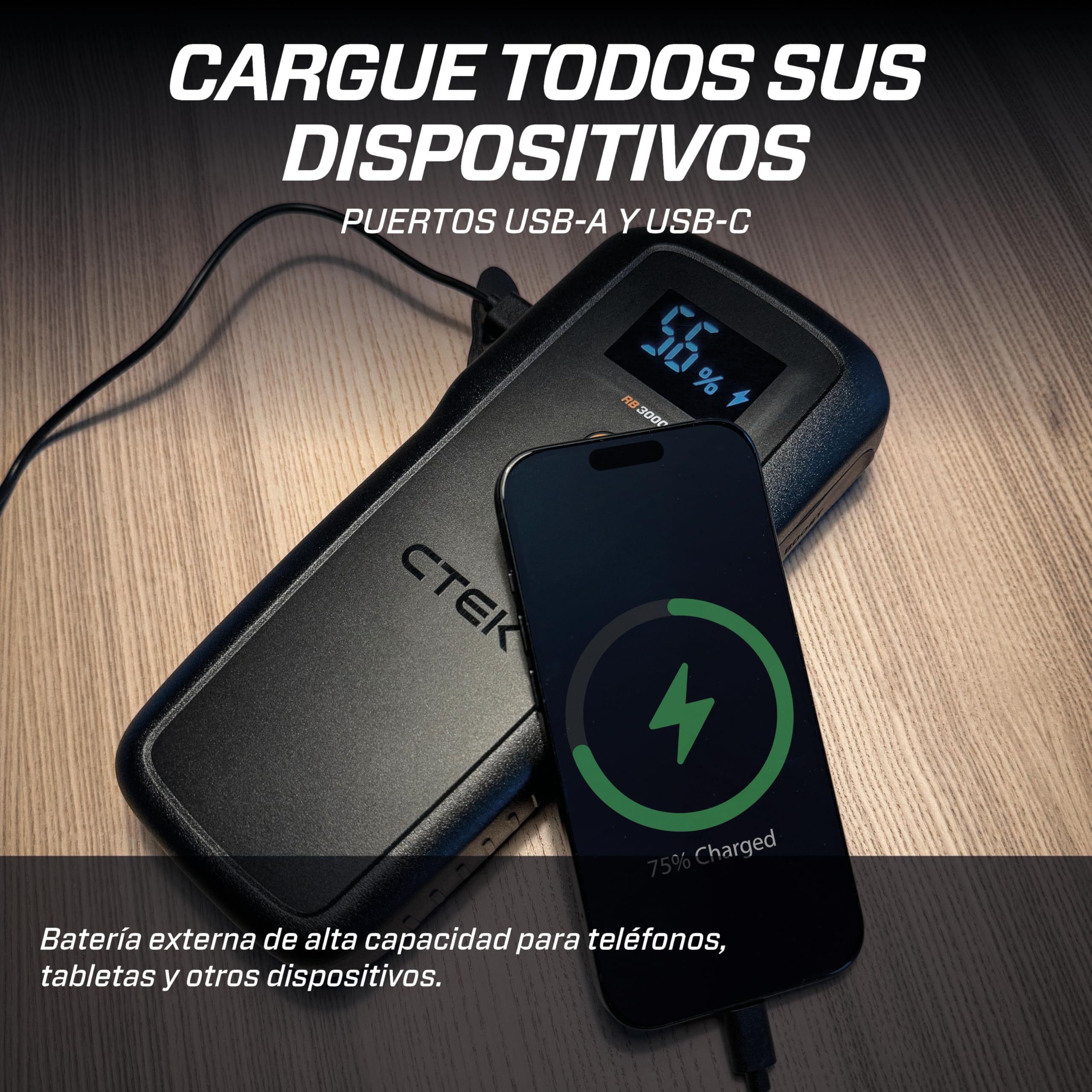 CTEK RB 3000 Arrancador Portátil – Corriente Máxima de Batería 3000A, Booster para Baterías de 12V en Vehículos Diésel y Gasolina