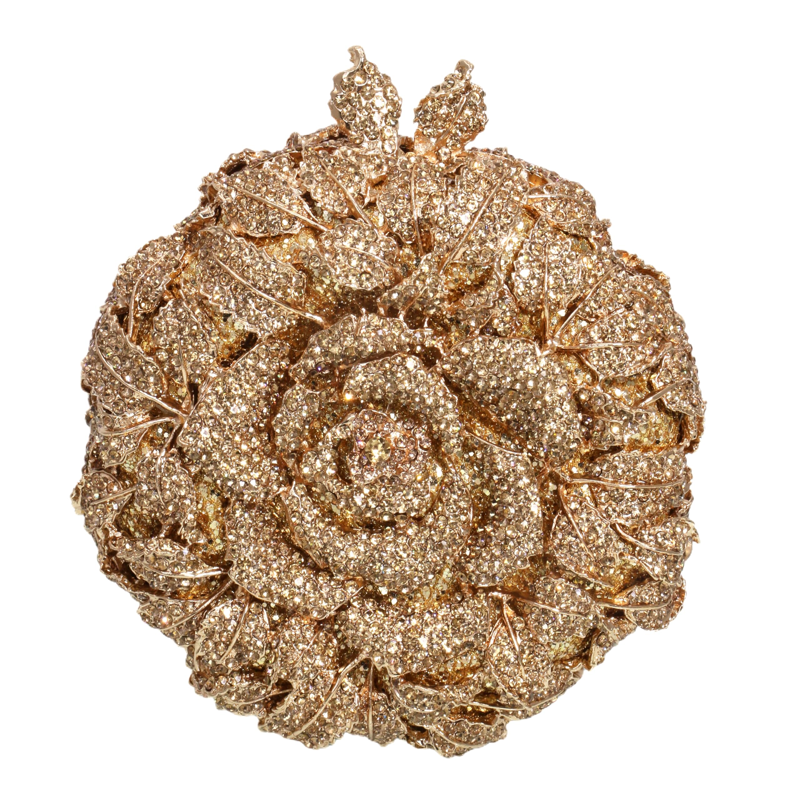 Tasysain Shining Rhinestone Rose Evening Clutch Elegant Flower Handbag Stylish Chain Purse for Prom Party Cocktail Wedding