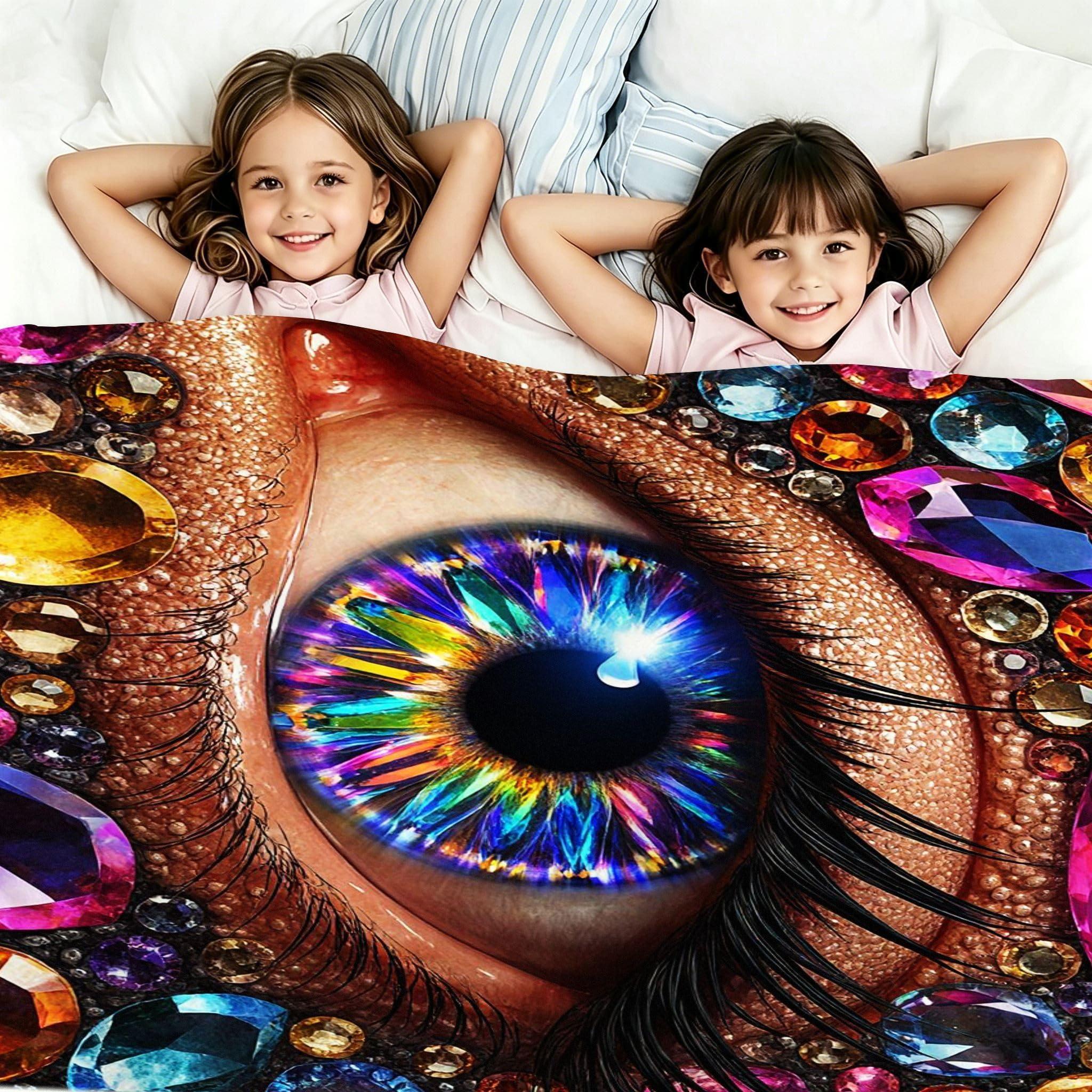 Coperta Pile Matrimoniale 240x260 cm Pupille Colorate, Coperta XXL Super Morbida Multiuso Come Copriletto o Plaid da Salotto, Calda e Leggera, Protezione dal Freddo, AW7098