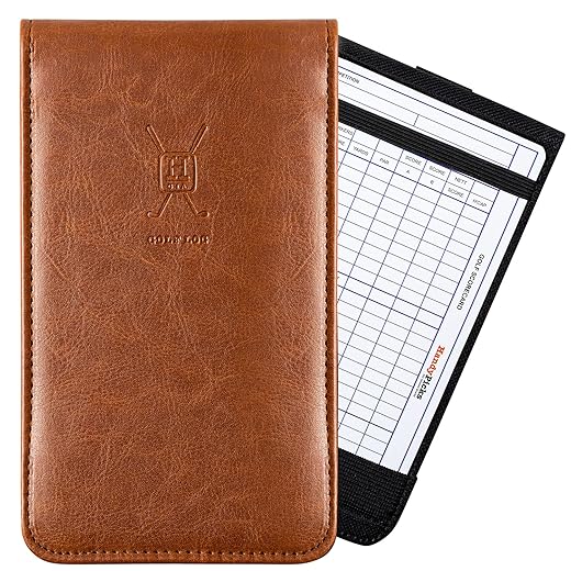 Handy Picks Leather Golf Scorecard Holder | Yardage Book Cover | Scorecard n Pencil Included | Brown