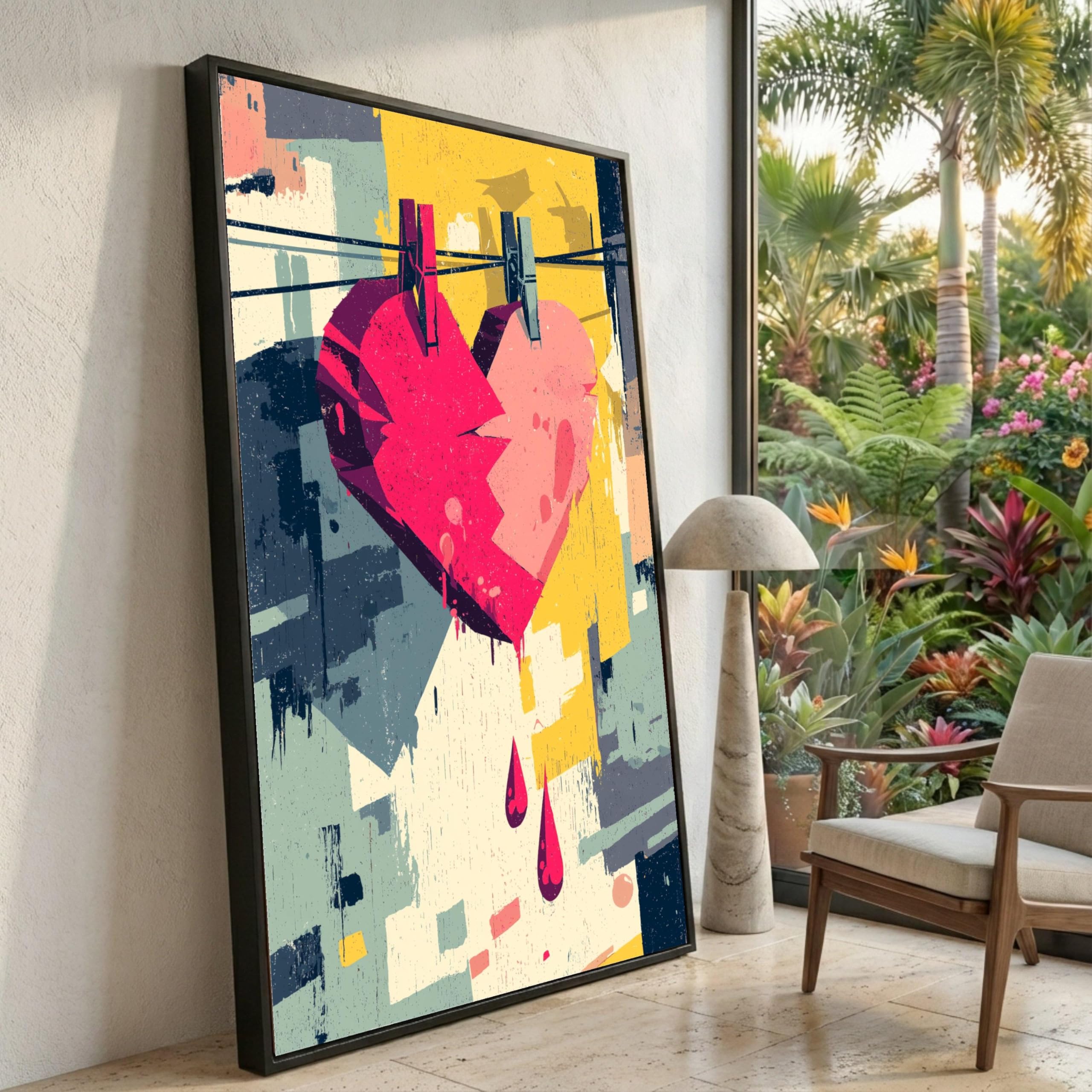 XINBAO Abstract Broken Heart Canvas, Romantic Love Canvas Wall Art, Wall Decor, Couples Canvas, Heart Design painting Wall Decor(40x70cm/Frameless)