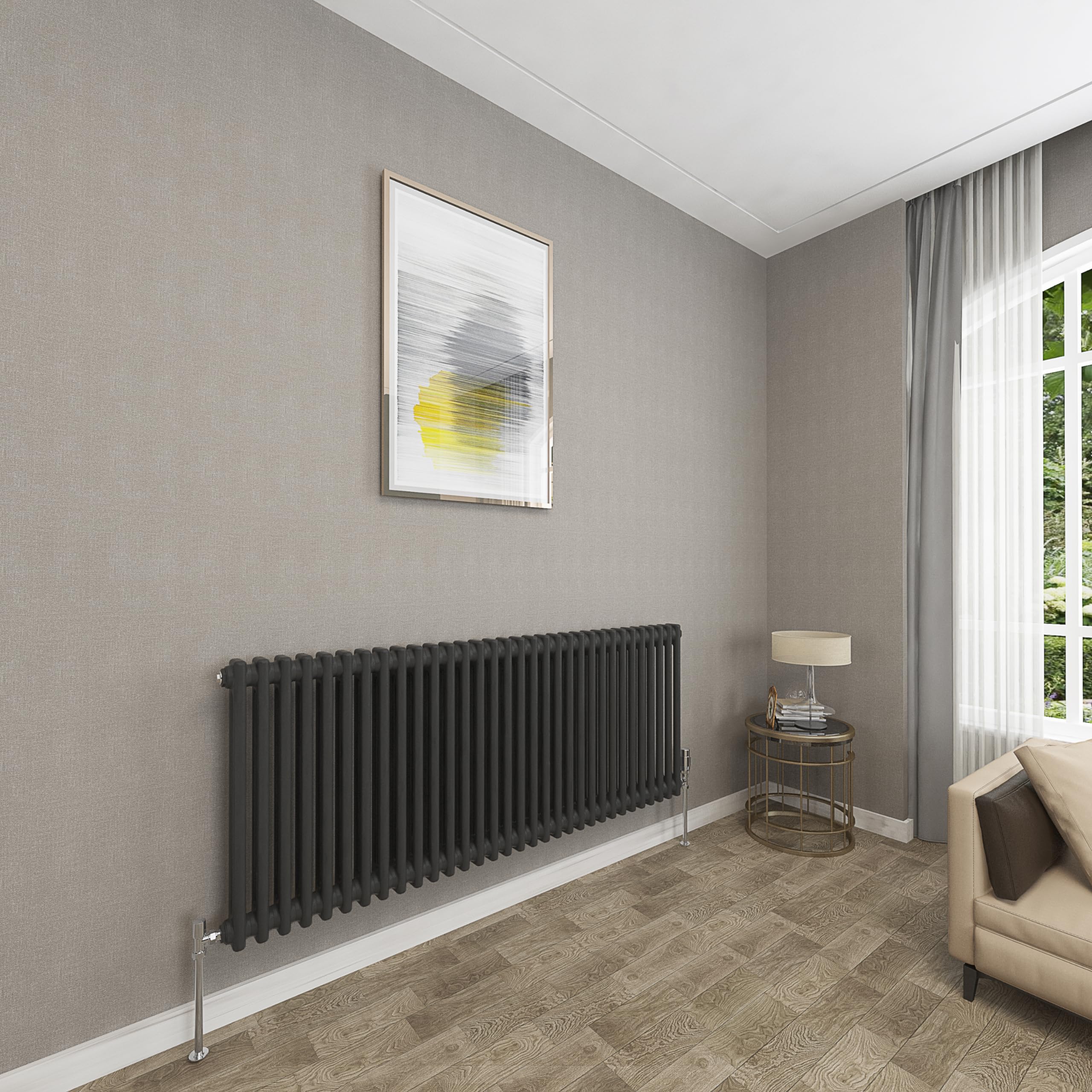 Sky bathroom 600x1460mm 2 Column Radiator Horizontal Black Cast Iron radiato Traditional Central Heating Radiator