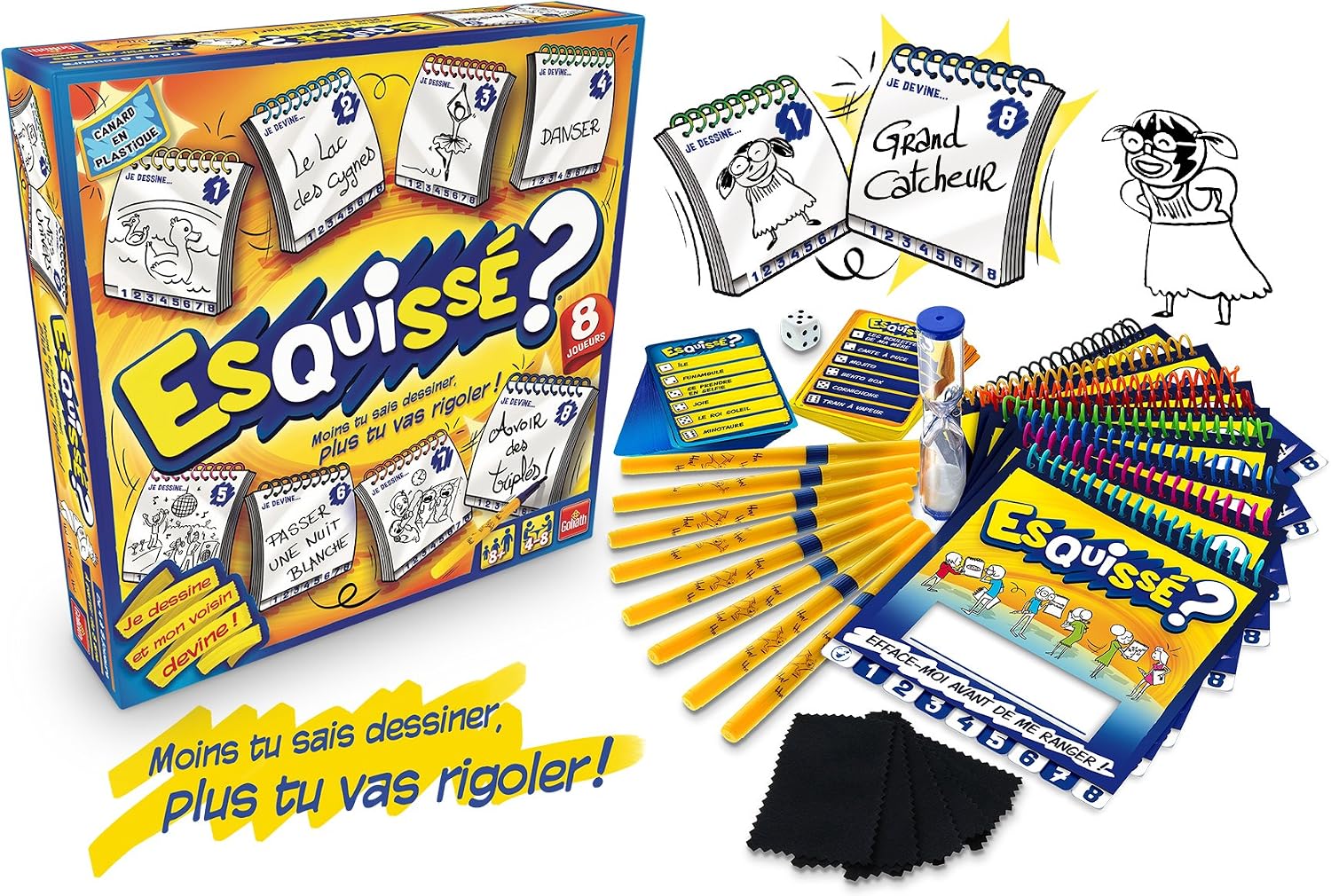 Esquissé - Jeu de Société de Dessins - Dès 8 Ans - Fais Deviner ton Dessin à ton Voisin - Inclus Carnets pour Dessiner - A Jouer en Famille ou entre Amis - 4 à 6 joueurs - 20 min