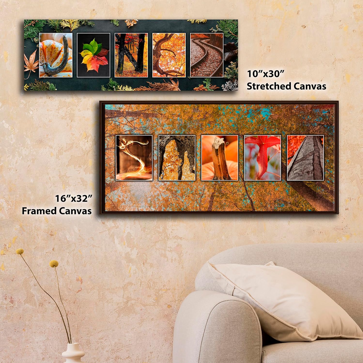 Personal-Prints AUTUMN Fall Nature Personal Name Art Gift | Autumn or Fall Decor Customized Gift (6"x18" Stretched Canvas)