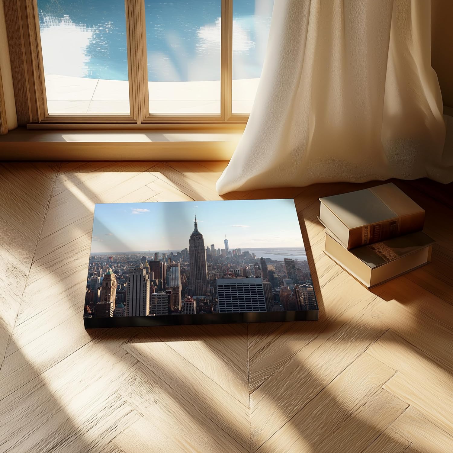 Poster Master New York Canvas - New York City Skyline Print - NYC Architecture Art - Modern Photography - Bedroom or Office Decor - 8x10 STRETCHED Canvas