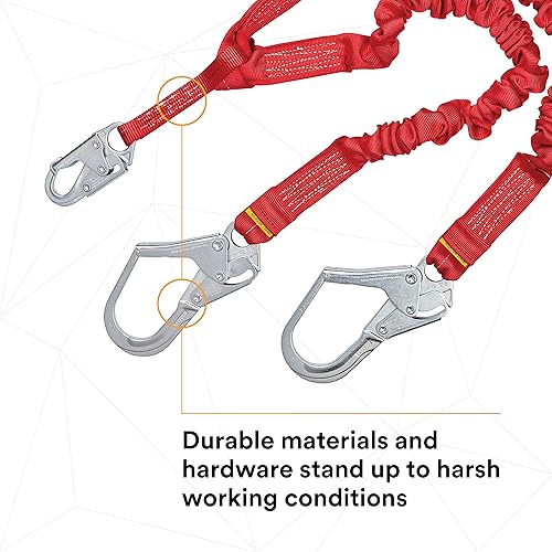 Miniatura 7 de 3M Protecta PRO 1340161 - Cordón de absorción de impactos 100% elástico, gancho a presión en el centro, ganchos de acero para barras de refuerzo en