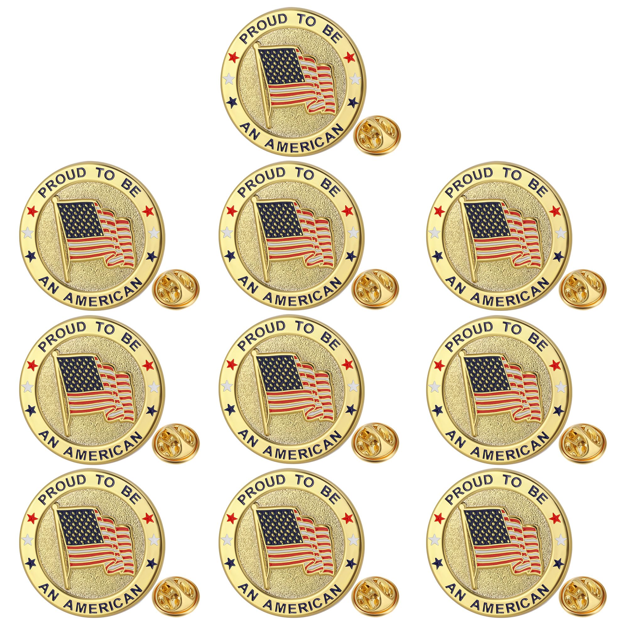 Exquisite American Flag Lapel Pin 10 PACK -The Stars and Stripes Flag Pins, Solid Metal US Flag Lapel Pin for Memorial Day, Flag Day, Independence Day, Veterans Day