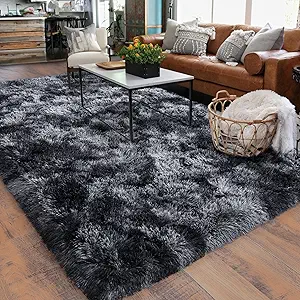 Rugs for Living Room 5x7, Soft Shaggy Modern Shag Area Rug for Bedroom, Upgrade Non-Slip Plush Fluffy Carpet for Kids Boys Girls Room Home Decor Aesthetic, Dark Grey