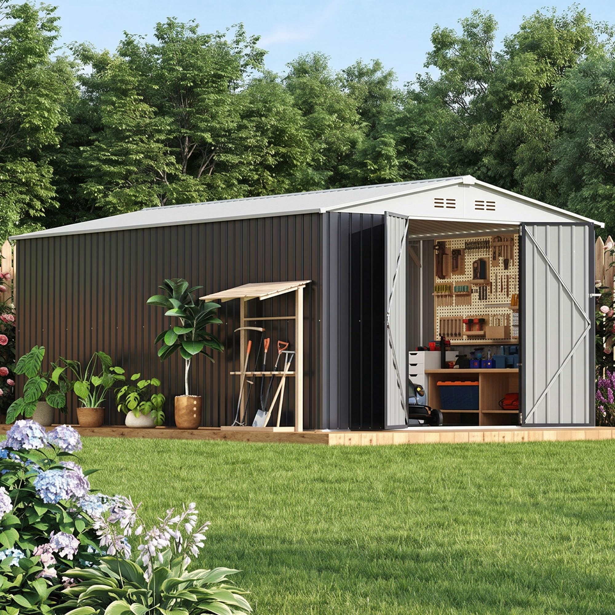 Amazon.com : Polar Aurora 10x16 Outdoor Storage Metal Shed with