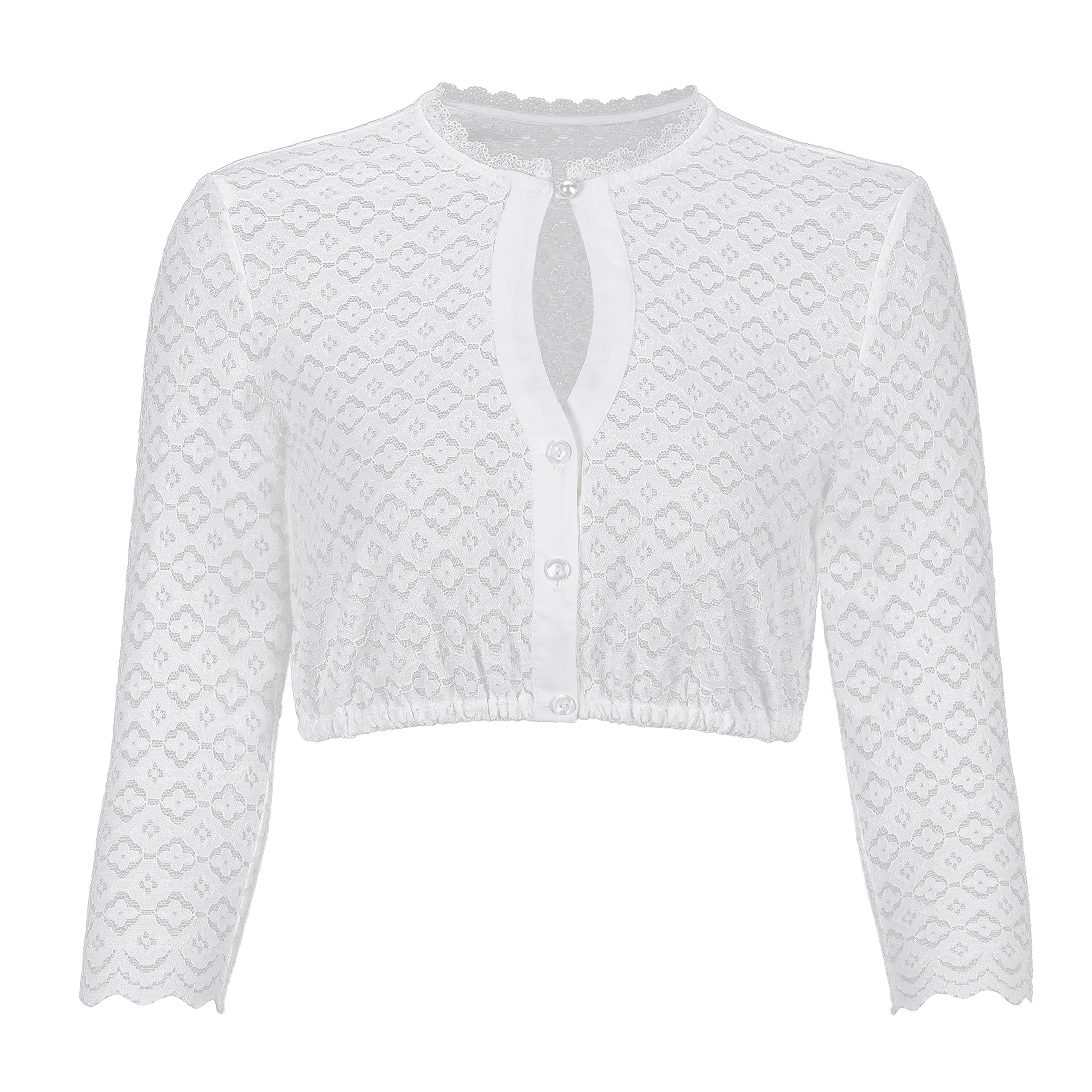 Elegante Trachtenmode Damen Trachtenbluse Button-Down-Kragen