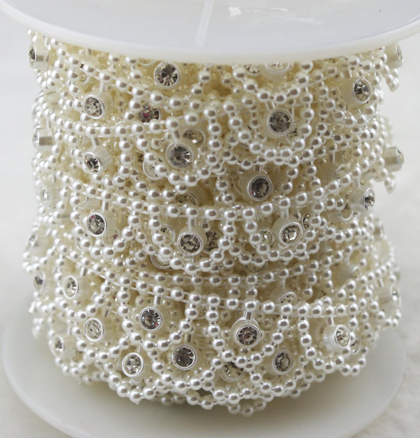 10 Yards 3/5" Ivory Pearl Rhinestone Chain Trims Sewing Wedding Decoration Craft Beaded Trim (LZ109)