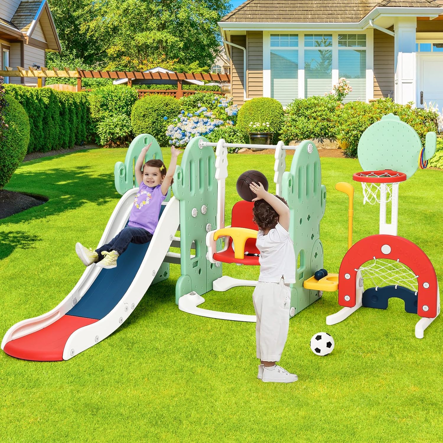 7-in-1 Toddler Playset with Slide, Swing, and Climber
