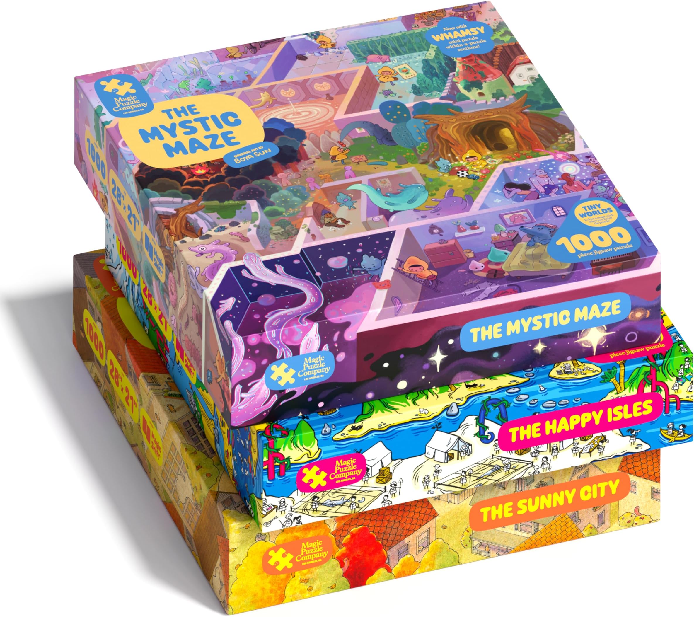 Magic Puzzles 3 Pack Series One The Happy Isles, The Mystic Maze, & The Sunny City 1000 Piece Jigsaw Puzzles from The Magic Puzzle Company, BGZ111732, Series 1