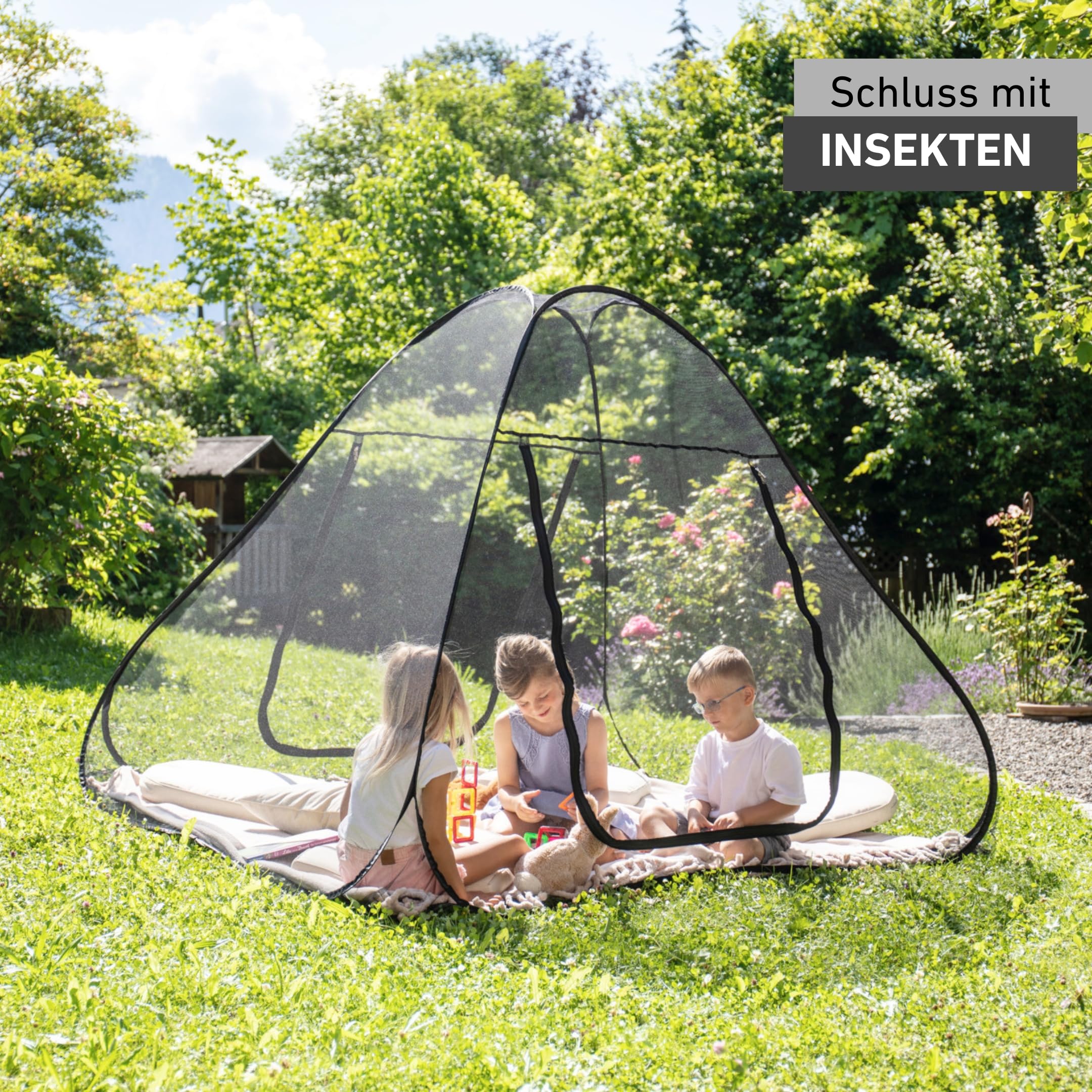 Windhager POP-UP Moskitonetz Zelt, großes Mückennetz für Doppelbett, Camping Netz, Insektenschutz, Mückenschutz, Bettnetz, Fliegennetz Zelt, 160 x 200cm, anthrazit, 03275