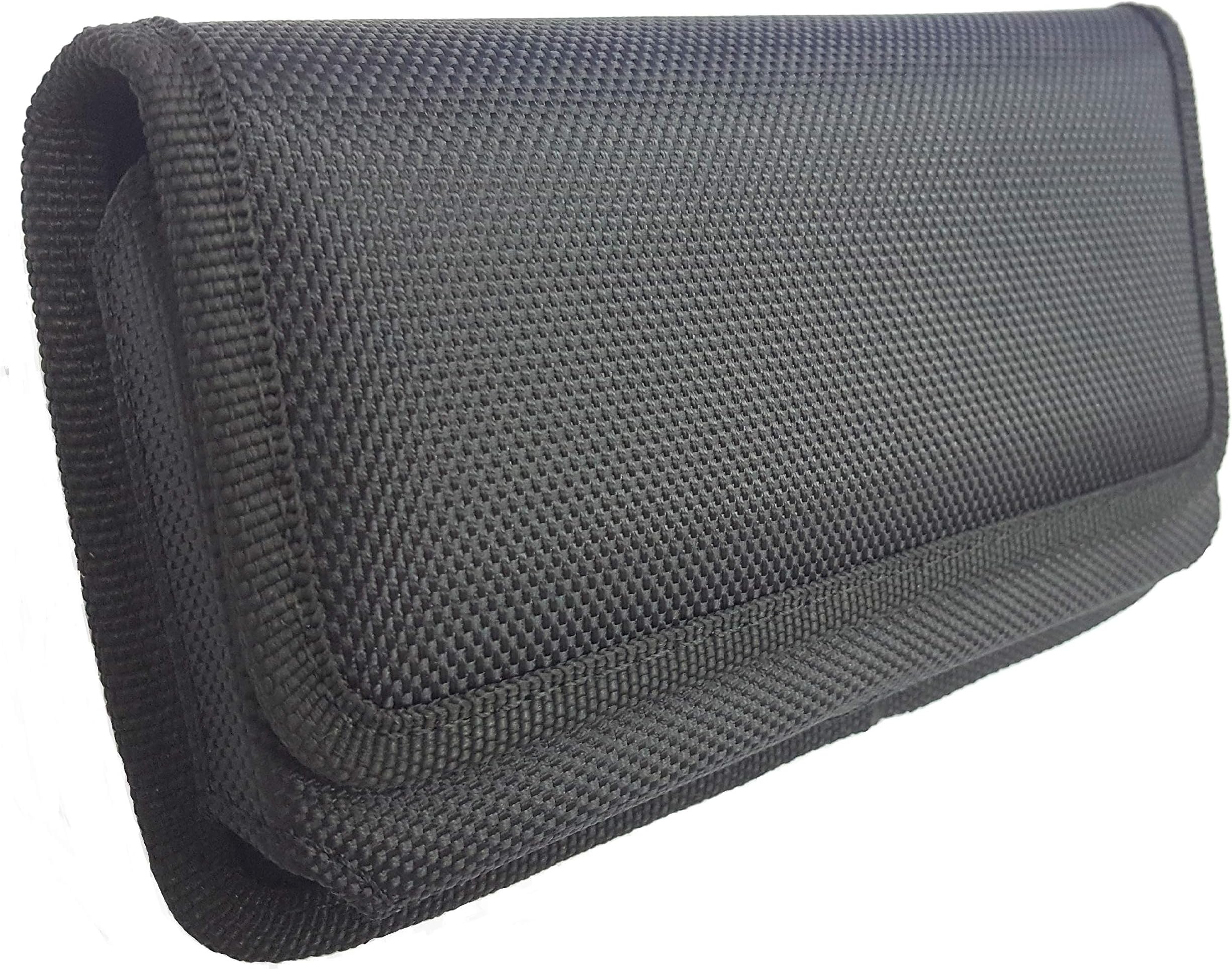 WSQ Pouch Compatible with iPhone XR, XSMAX/Samsung Galaxy A8, S8+ Plus, S9, S9+ Plus, J7, On5 Premium Rugged Heavy Duty Nylon Horizontal Belt Clip Pouch (Fit for Bare Phone Or Thin/Slim Case on :)