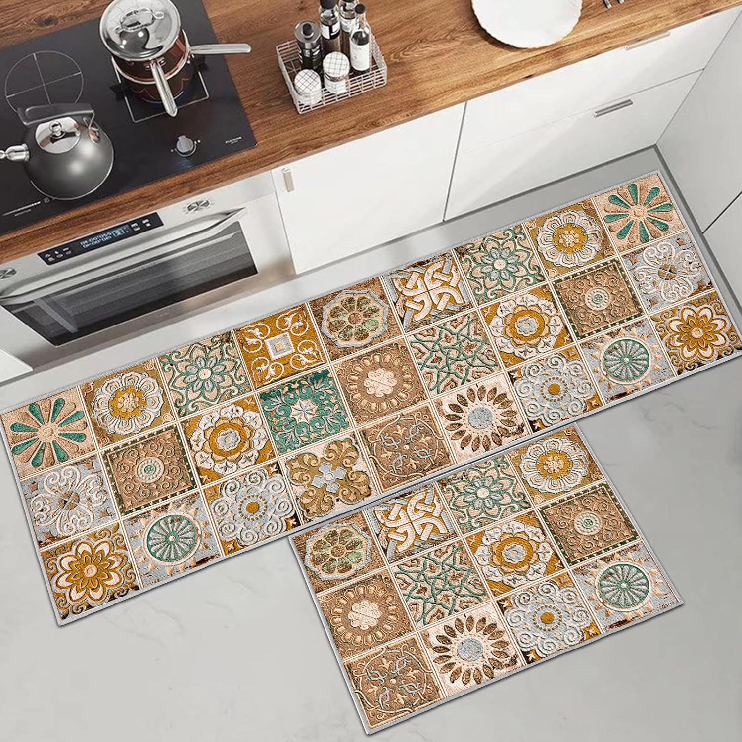 Kitchen Rug Set 2 Pieces Non Slip Kitchen Mat Set, Washable Kitchen