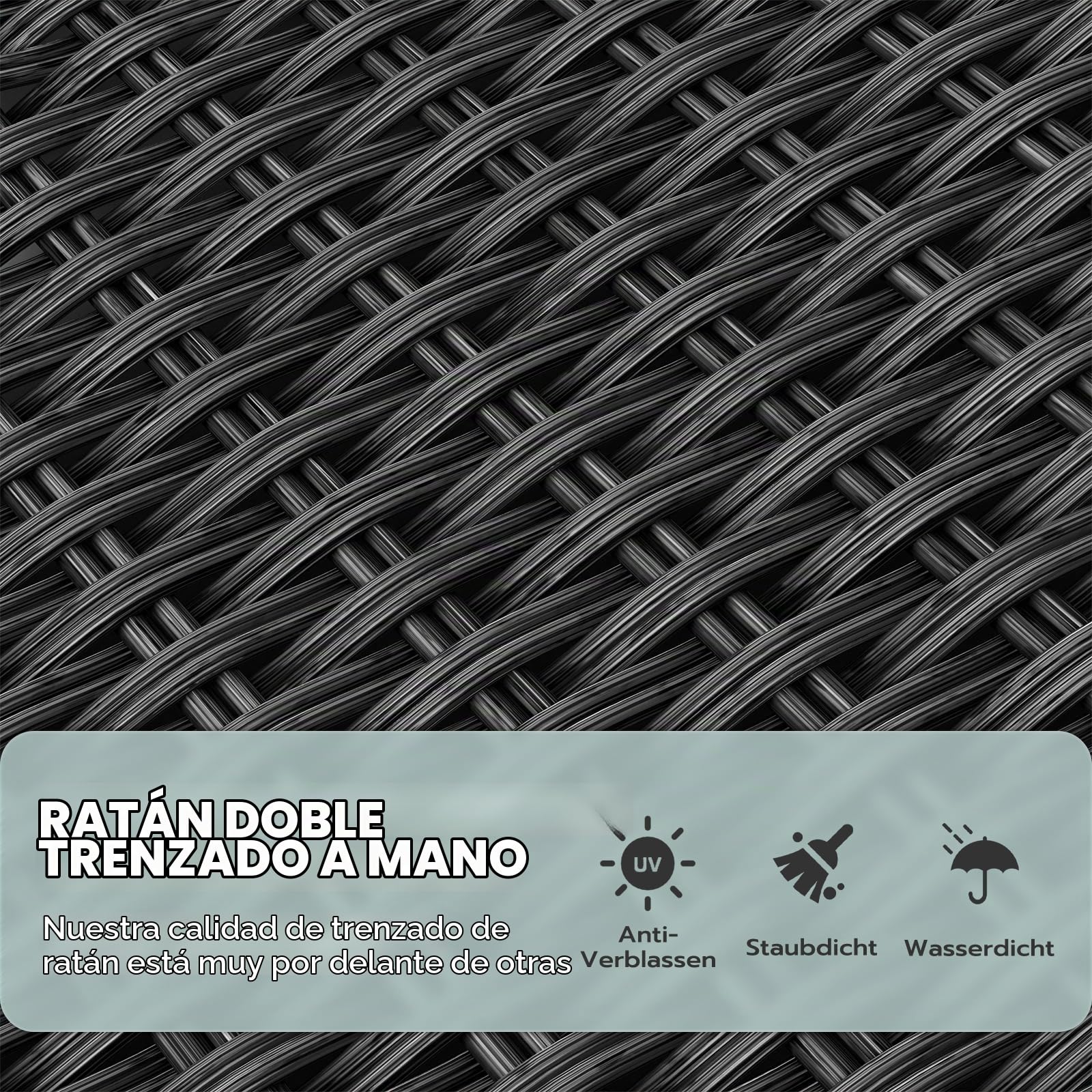UDPATIO Sillón Ratán Jardin Exterior Reclinable, Tumbona de Jardín Ajustable 150°, con Respaldo Ajustable, Fundas + Extraíbles Cojines, Impermeable, para Interior y Exterior - Gris
