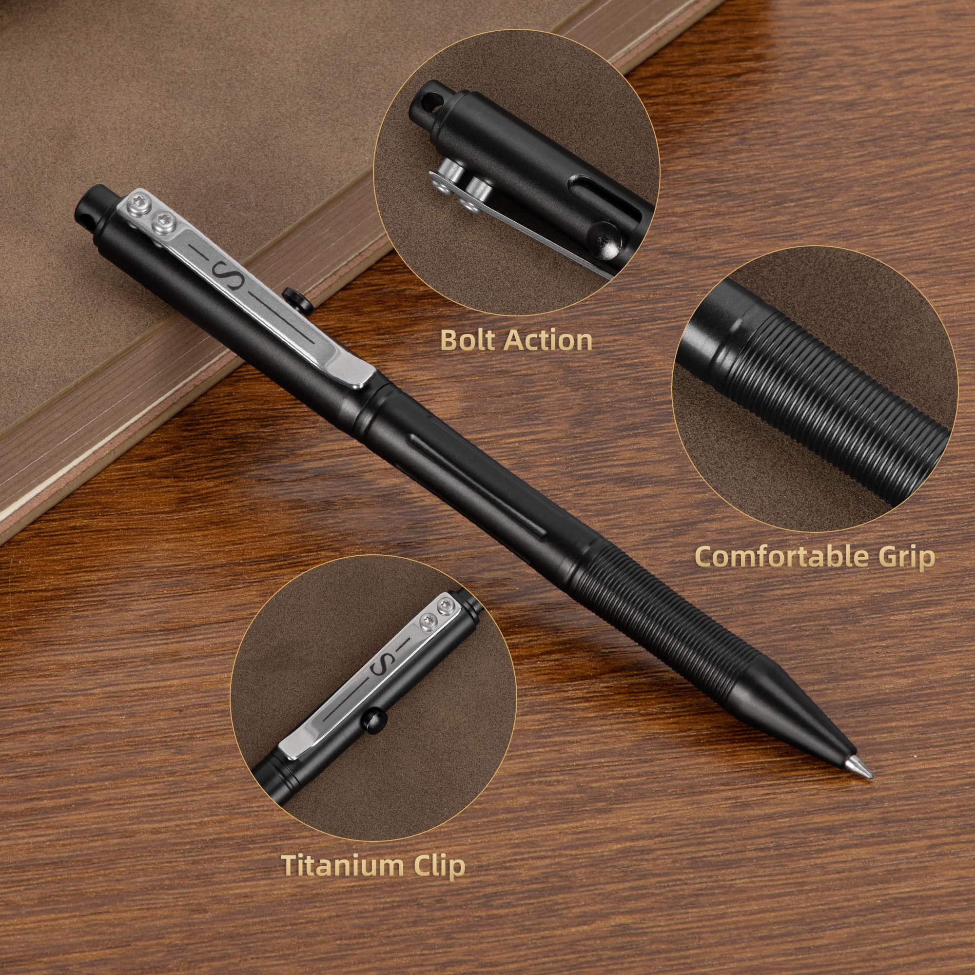 SMOOTHERPRO Stainless Steel Bolt Action Pen/Ballpoint Pen, Gray Stainless Steel - Image 3