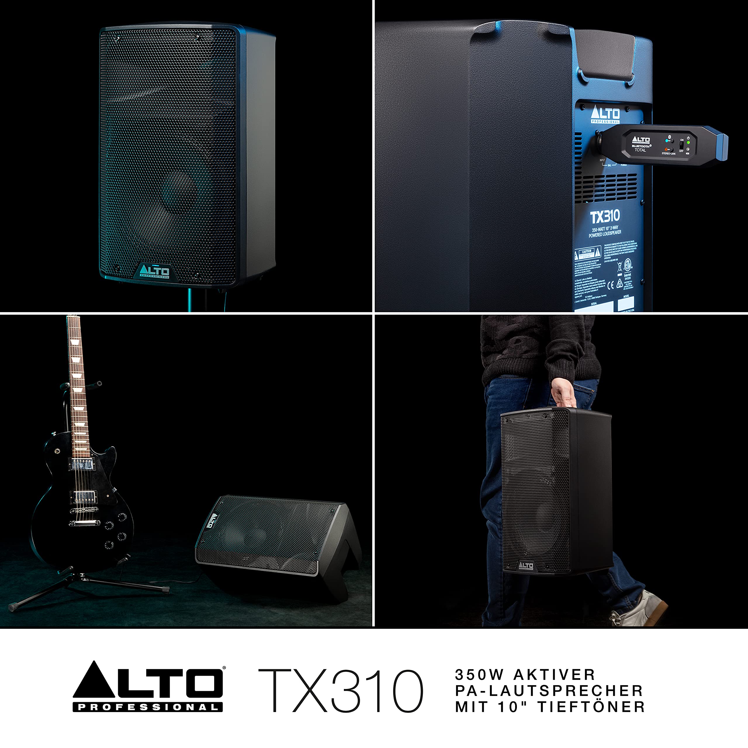 ALTO TX310-350W Aktiver PA-Lautsprecher mit 10" Tieftöner für Mobile DJs und Musiker, Kleine auftrittsorte, Feiern und Sport-Events