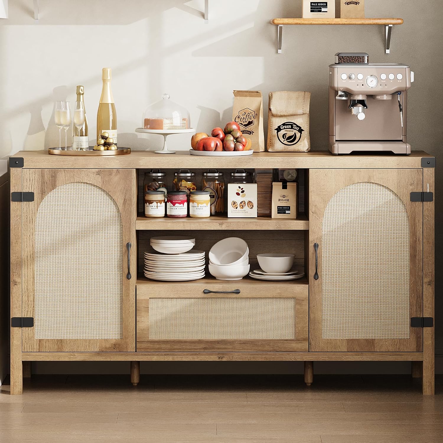 Amazon.com - IDEALHOUSE 47.2" Buffet Cabinet with Storage, Farmhouse ...