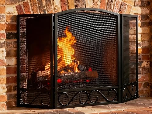 FEED GARDEN 3 Panel Fireplace Screen Wrought Iron