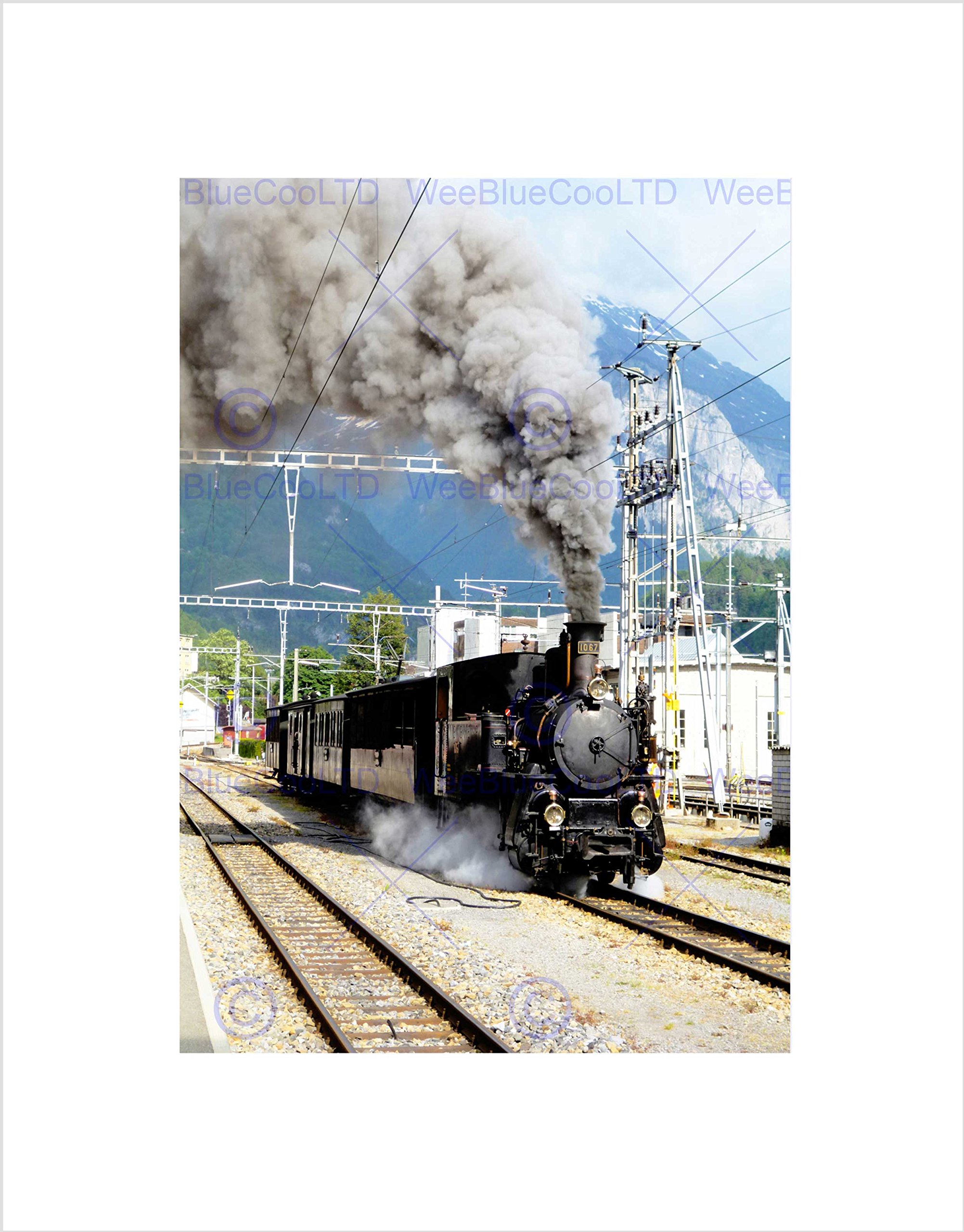 Wee Blue Coo TRAVEL RETRO STEAM ENGINE RAIL TRAIN TRACK LOCOMOTIVE POWER ART PRINT B12X3398