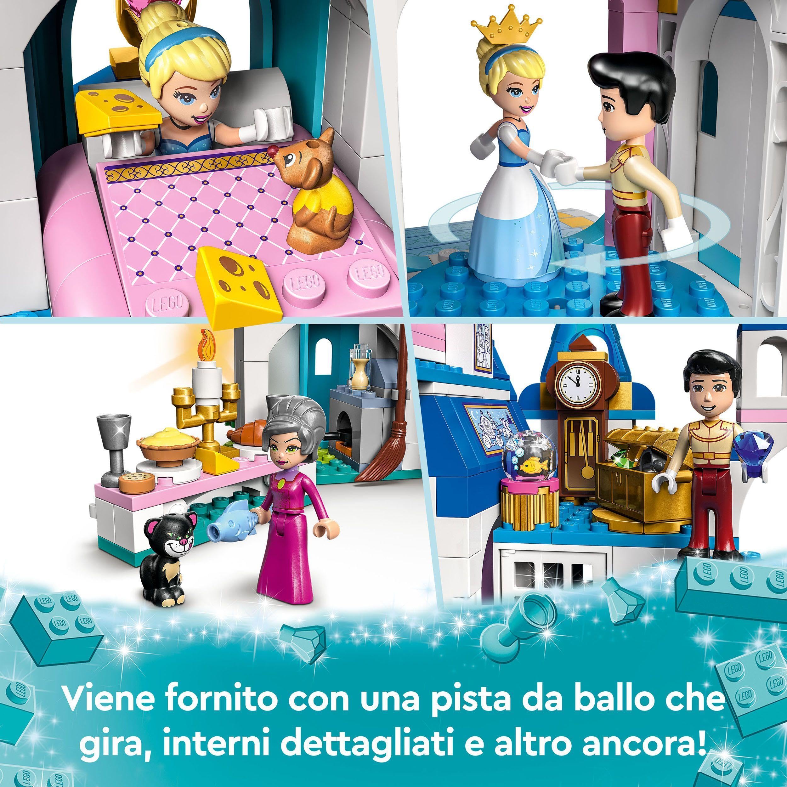 LEGO Disney Princess Il Castello di Cenerentola e del Principe Azzurro, Set di Costruzioni, Idea Regalo, Giocattolo per Bambini dai 5 Anni 43206