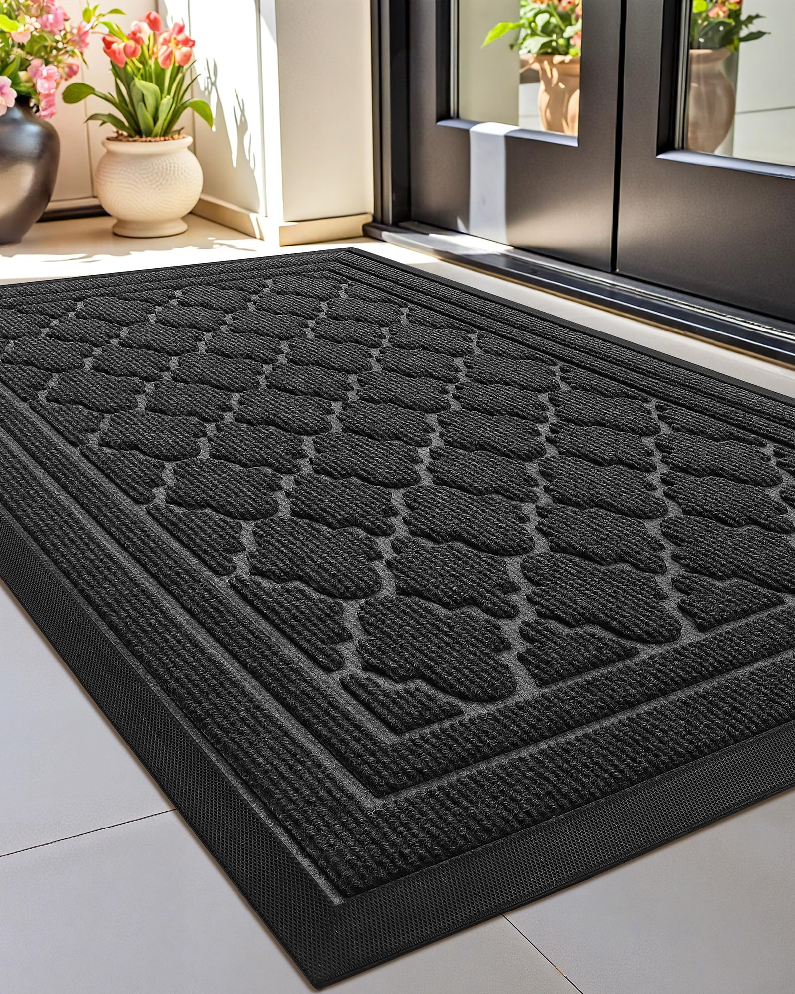 Color G Felpudo Entrada Casa 43.5x75cm, Alfombra Exterior Antideslizante, Felpudo Exterior Impermeable, Alfombra Entrada Casa Lavable Alfombrilla para Exterior, Interior - Gris
