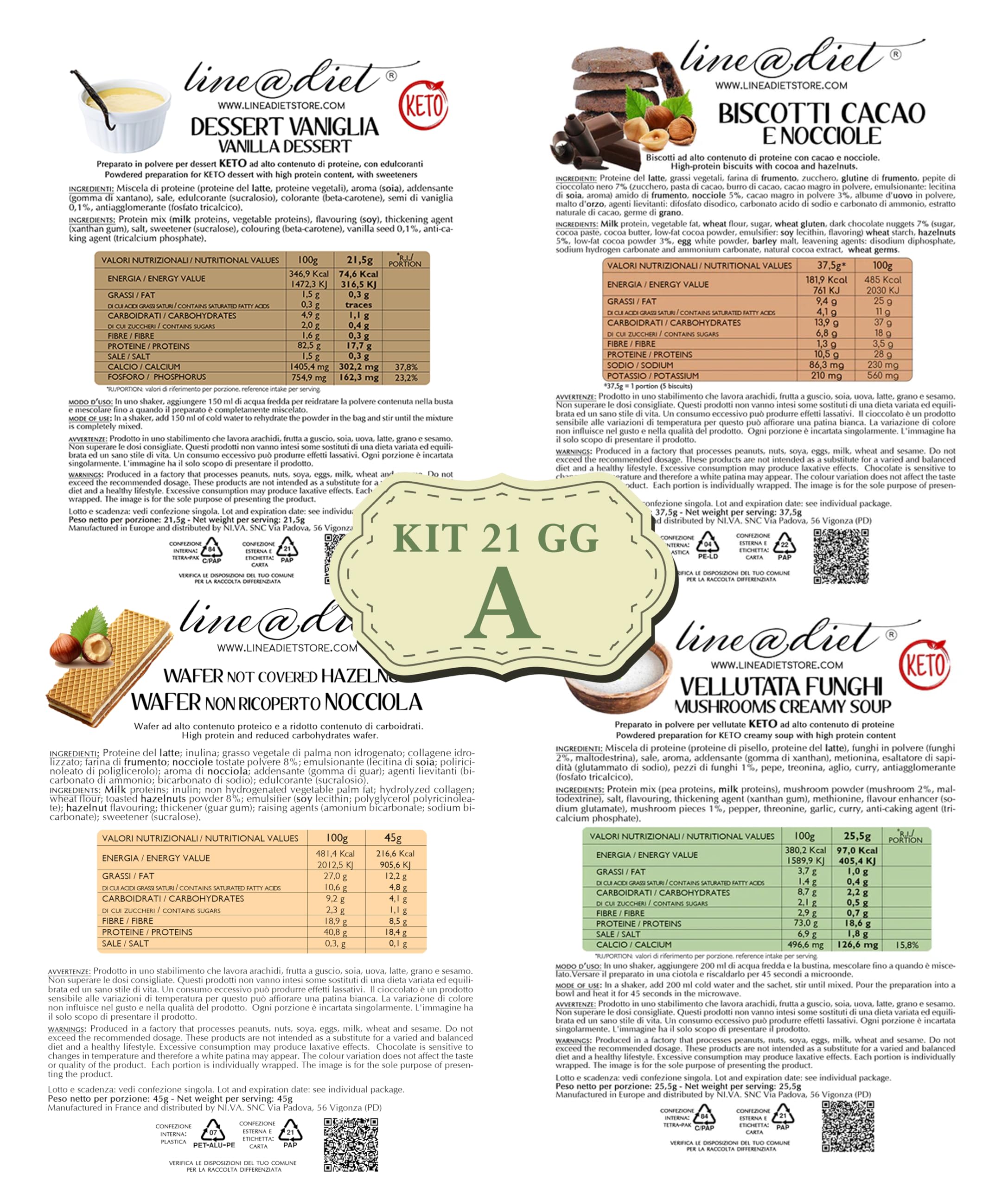 KIT KETO 21 giorni Opzione A | Fase 1 | con pasta, bevande, dessert, e snack low carb + guida