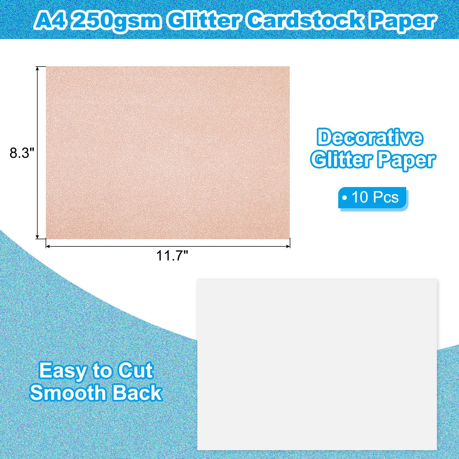 PATIKIL 10 Sheets Rose Gold Glitter Cardstock Paper - Image 2