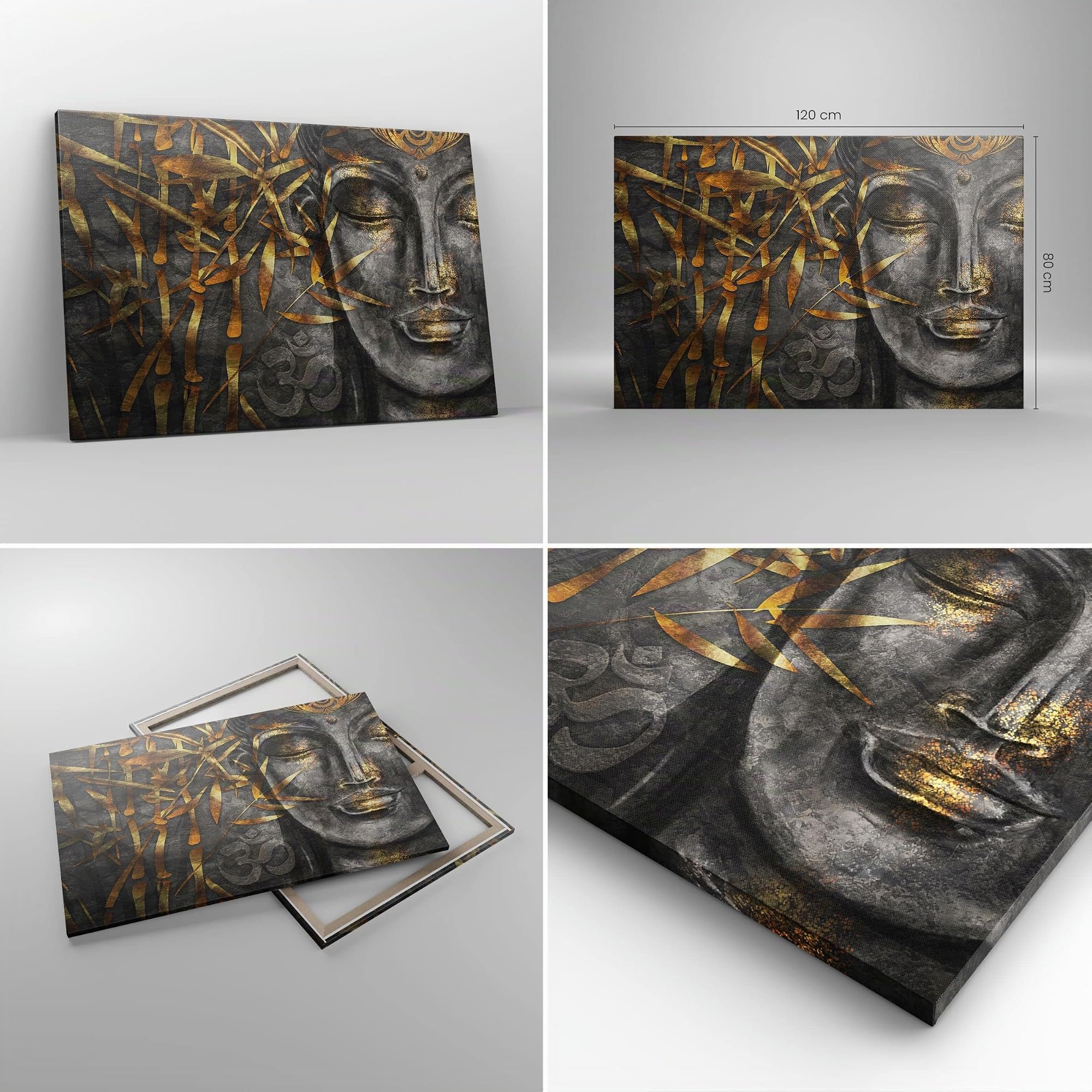 Cuadros Decoracion Salon Buda Oro Bodhisattva Lienzos decorativos 120x80cm Cuadro Sobre Lienzo Moderno Dormitorio Cocina Cuadros Pared Imágenes Wall Art Prints Decor Canvas Grande XXL AA120x80-4442