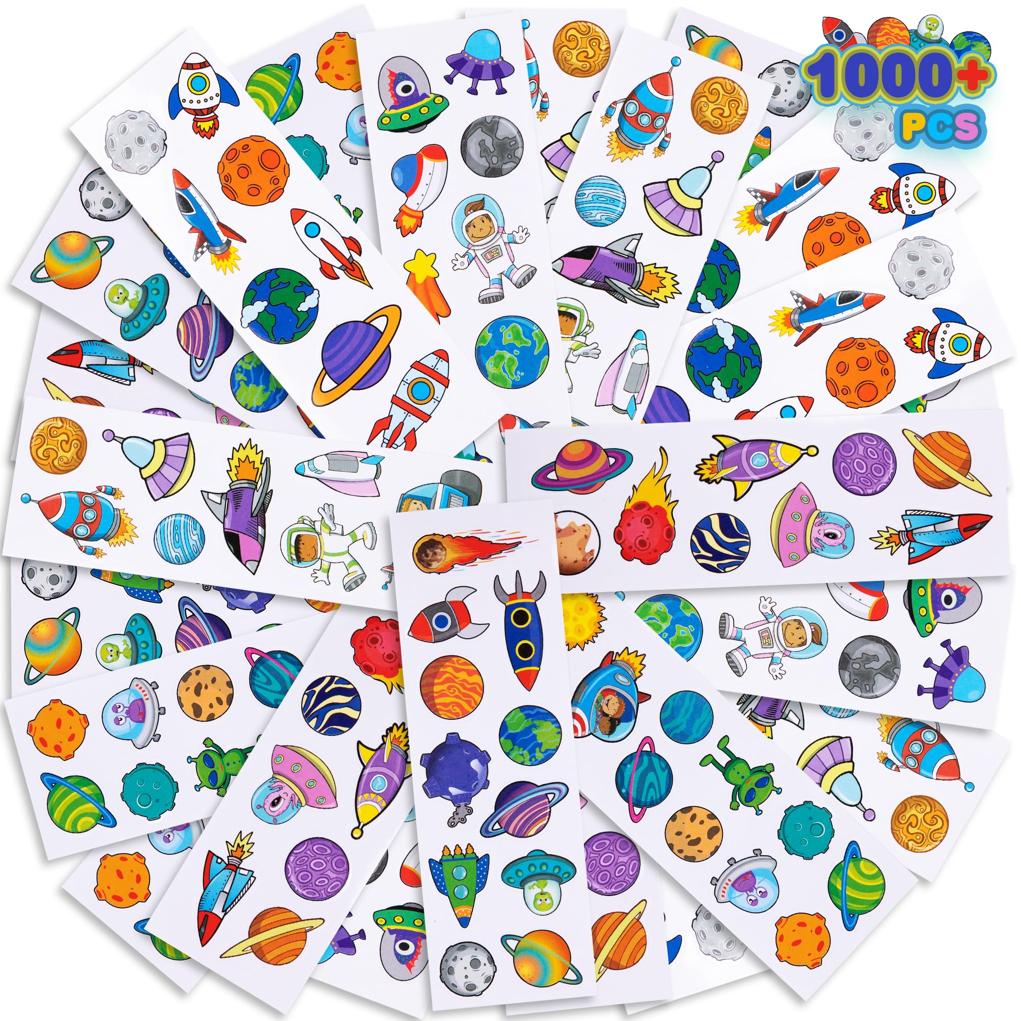 ArtCreativity 1000+ Space Stickers for Kids, 100 Bulk Stickers Sheets, Arts & Crafts Supplies, Great Space Party Favors, for Kids, Teens, Toddlers Boys & Girls