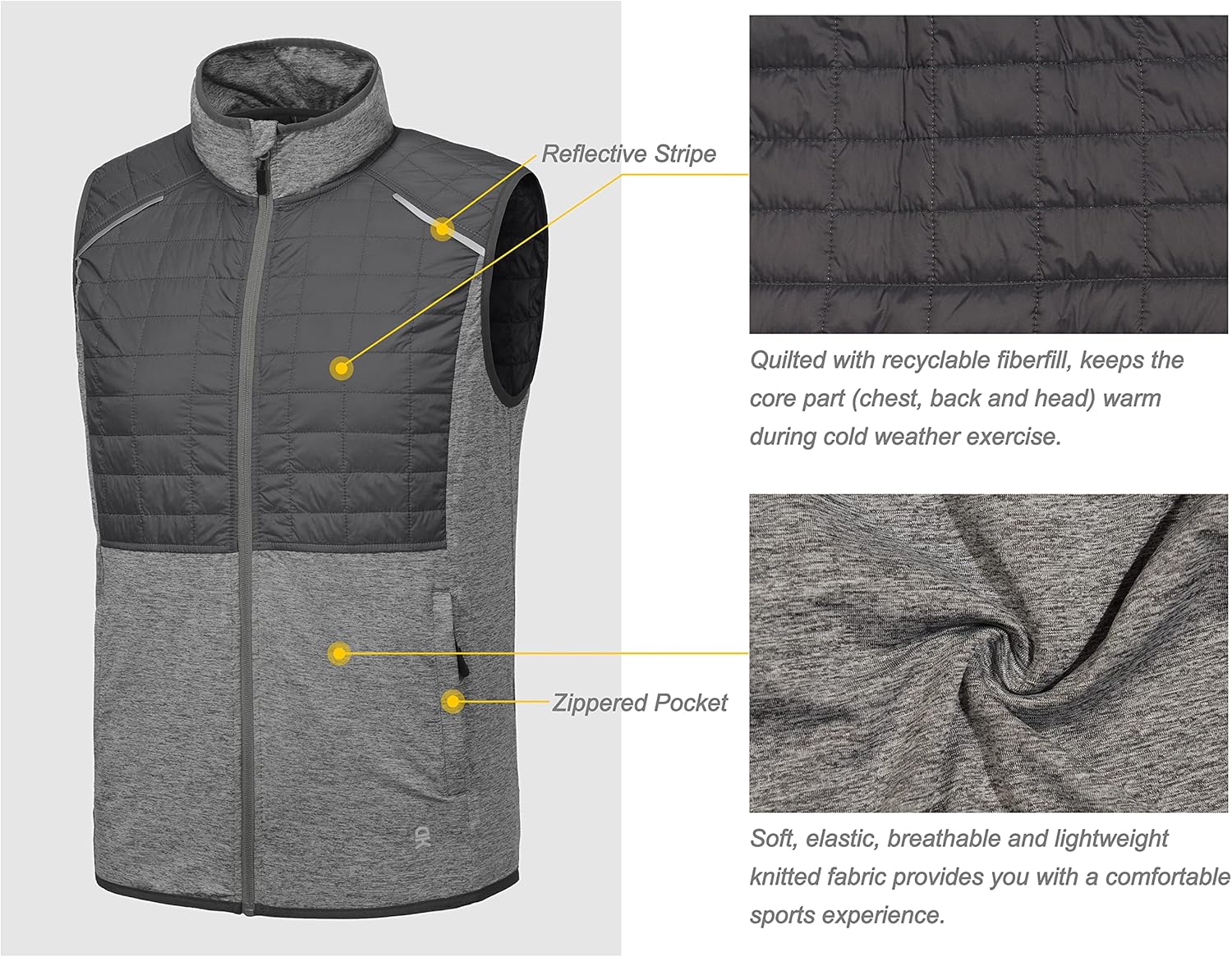 Little Donkey Andy Men's Lightweight Golf Vest Warm Outdoor Sleeveless Jacket for Hiking Travel Running Casual - Image 4