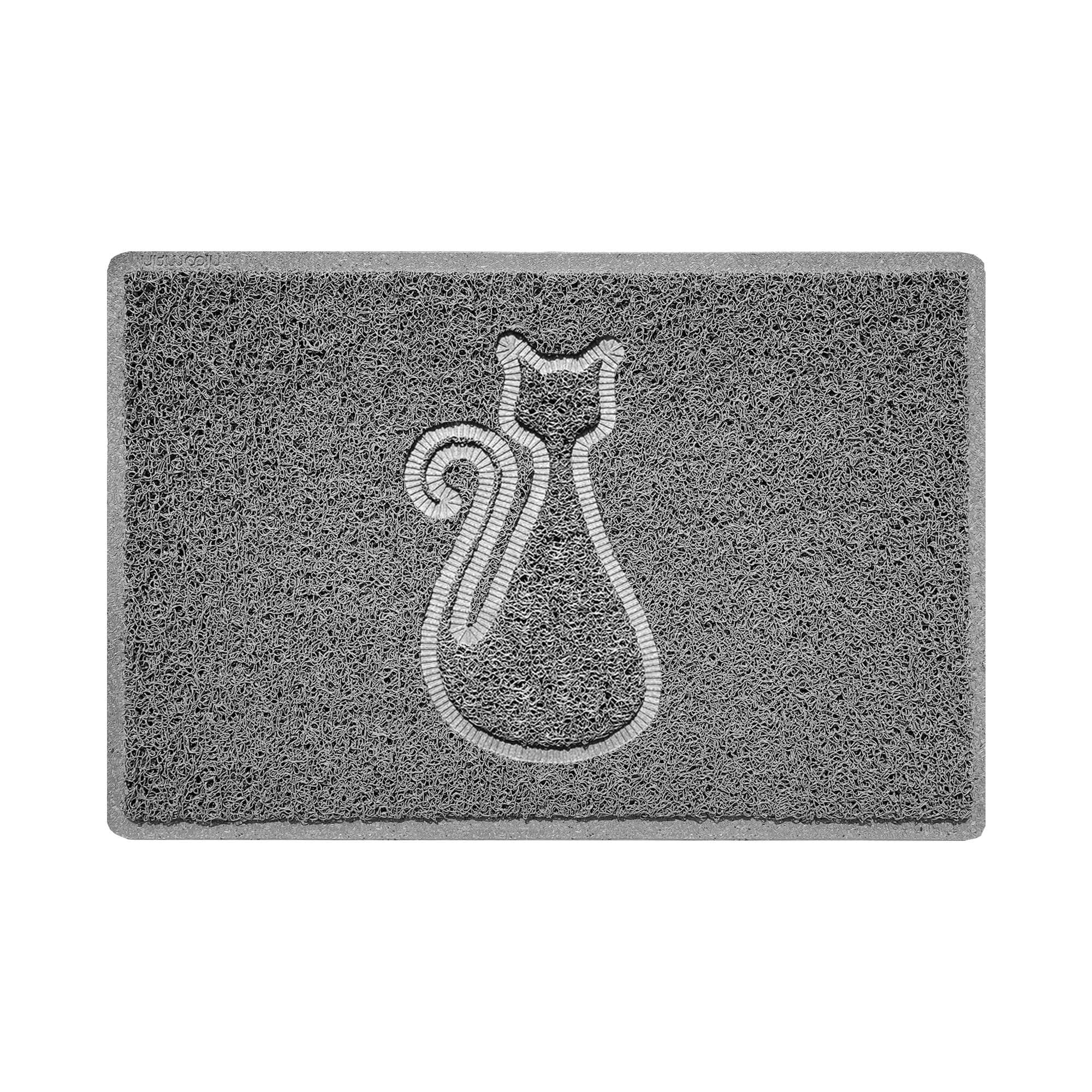 Nicoman CAT Embossed Shape Door Mat Dirt-Trapper Jet-Washable Doormat-(Use Indoor or Sheltered Outdoor)-(60x40cm/23.6x15.7inches, Small) Grey