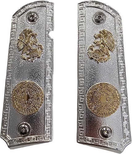 Tek_Tactical Puños de repuesto Aztec Eagle 1911 tamaño completo para Kimber Colt Rock Island Springfield Taurus & Clones Gold Nickel Grips