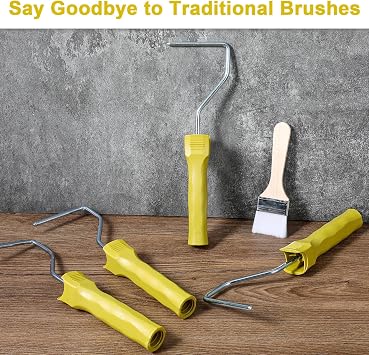 4 Inch Paint Roller Frame, Paint Roller Handle with Plastic Threaded Grip Handle, Roller Frame Fits for 4 Mini Roller, Mini Roller Frame Can Use for Extension Pole - Yellow, Pack of 15