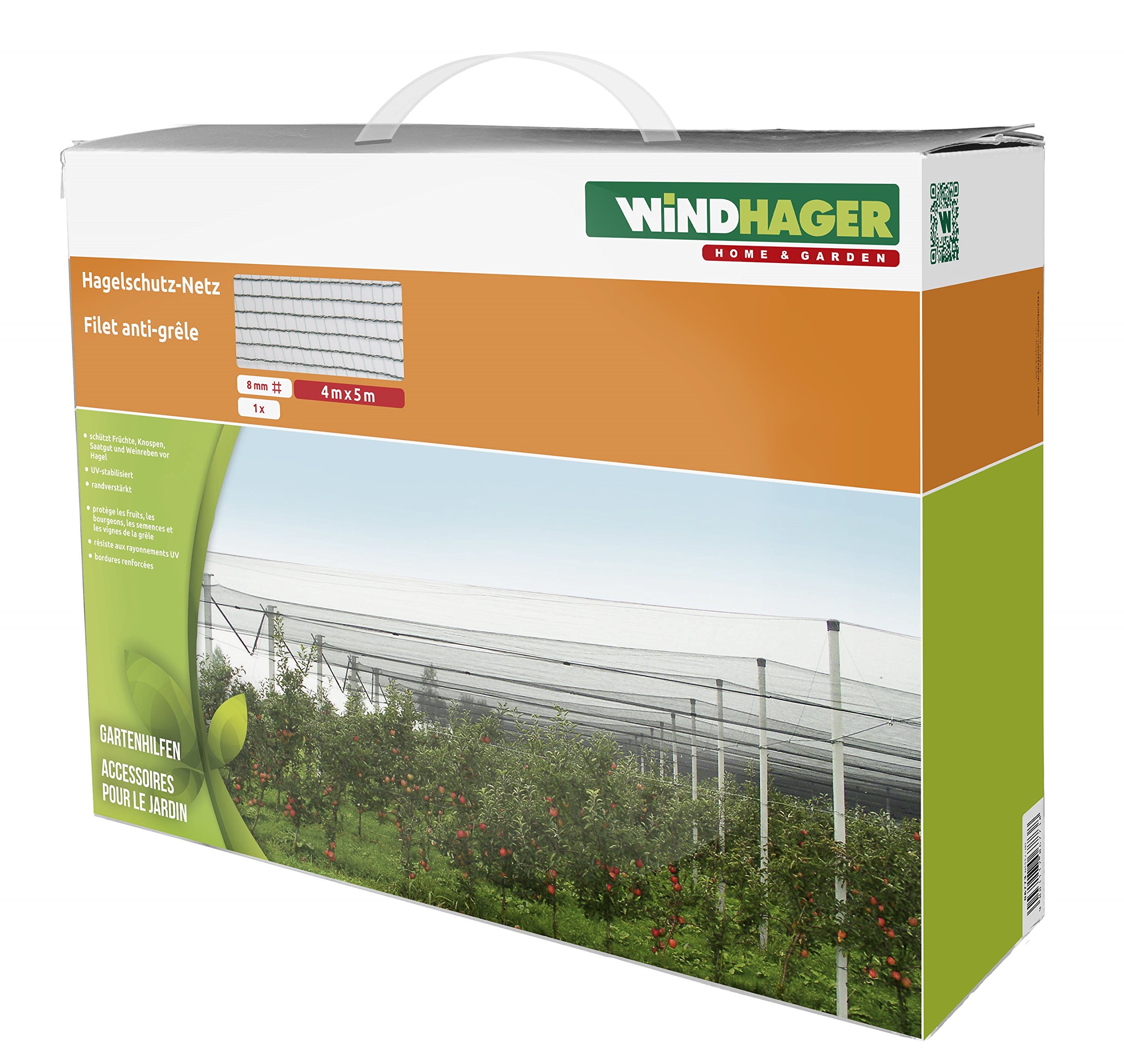 Windhager Red de protección contra Granizo, Red para estanques, Malla de 8 mm, 5 x 4 m, Verde, 06773 (Paquete de 2)