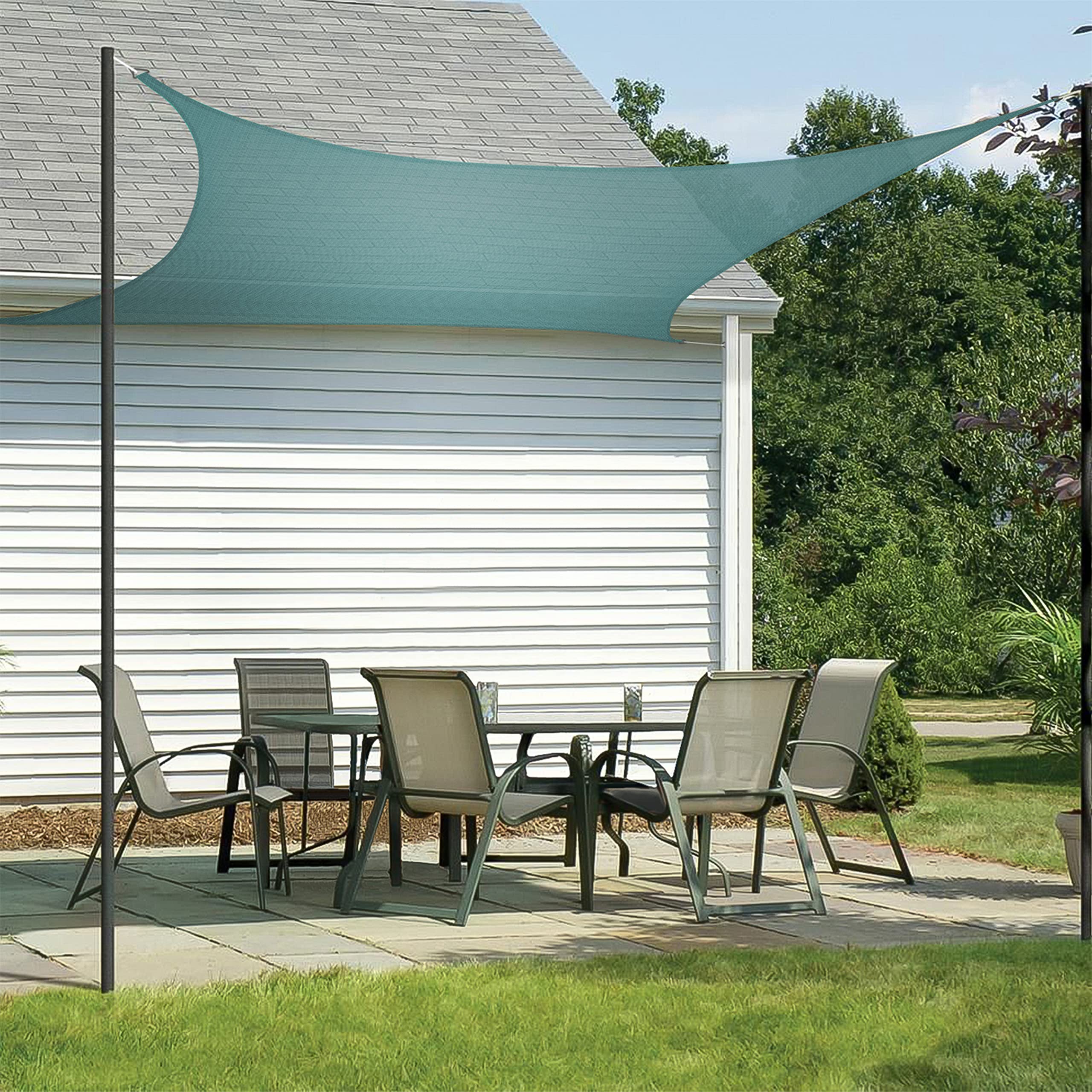 HIPPO Shade Sail 9.5FTX13FT 150 GSM Sun Shade 85% UV Block for Canopy Cover, Outdoor Patio, Garden, Pergola, Balcony Tent (Cool-Blue, Customize, Pack of 1)