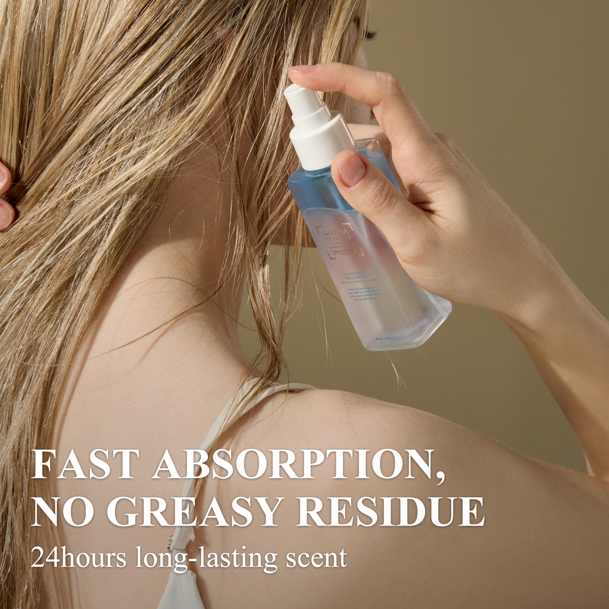 Perfume de té de malva azul de algodón para cabello y cuerpo, perfume en aerosol para piel seca, equilibrio de humedad, calmante, nutritivo, fragancia de larga duración, aroma de algodón 3