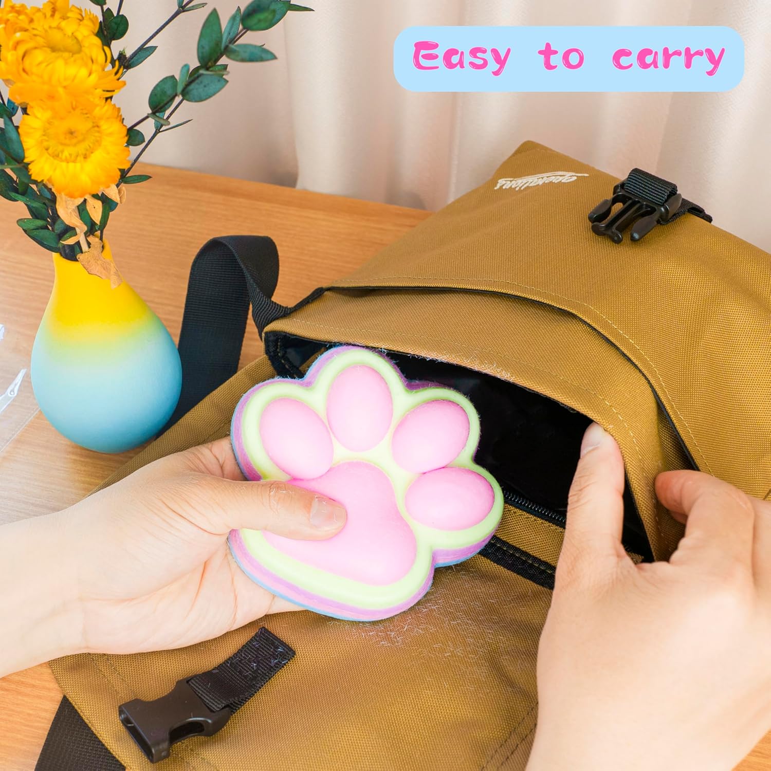 Big Taba Cat Paw Squishy Toys, Rainbow Color Jelly Cat Paw Squeeze Toys, Cute Cat Paw Squishies Toys for Kids Adults, Sticky Squishy Cat Paw Fur Ball Fidget Toys for Home & Office Relaxation