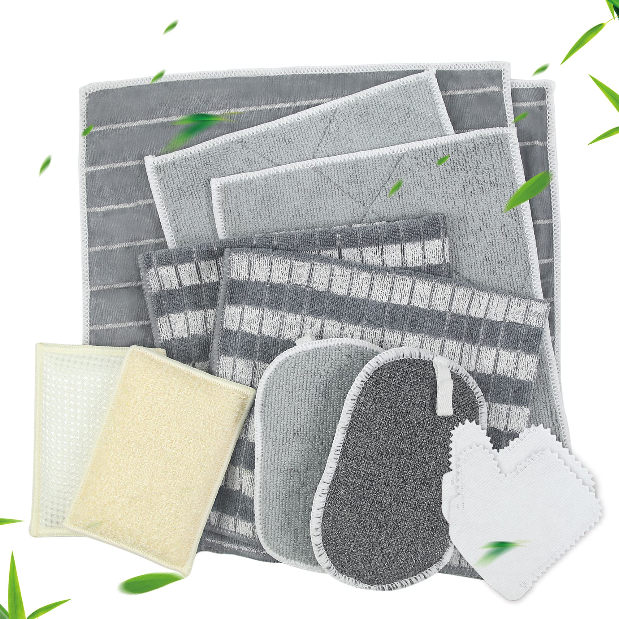Tissu de Nettoyage en Fibre de Bambou, sans Rayures, sans Peluches, Super Absorbant, Durable, Chiffon de Nettoyage + torchon, Tissu de Bambou, Tissu de Polissage