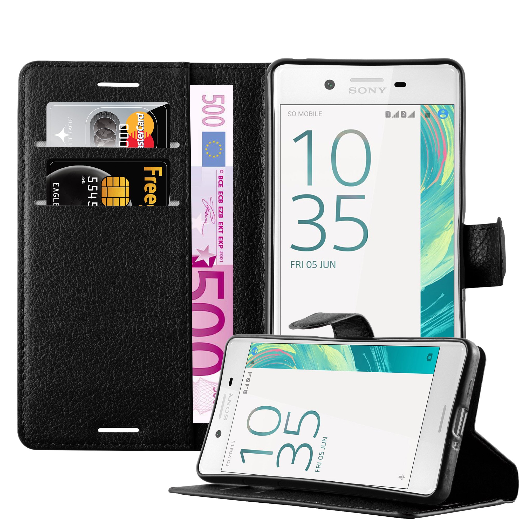 Cadorabo Lederhülle Für Sony Xperia X – Klapphülle Mit Standfunktion & Kartenfach