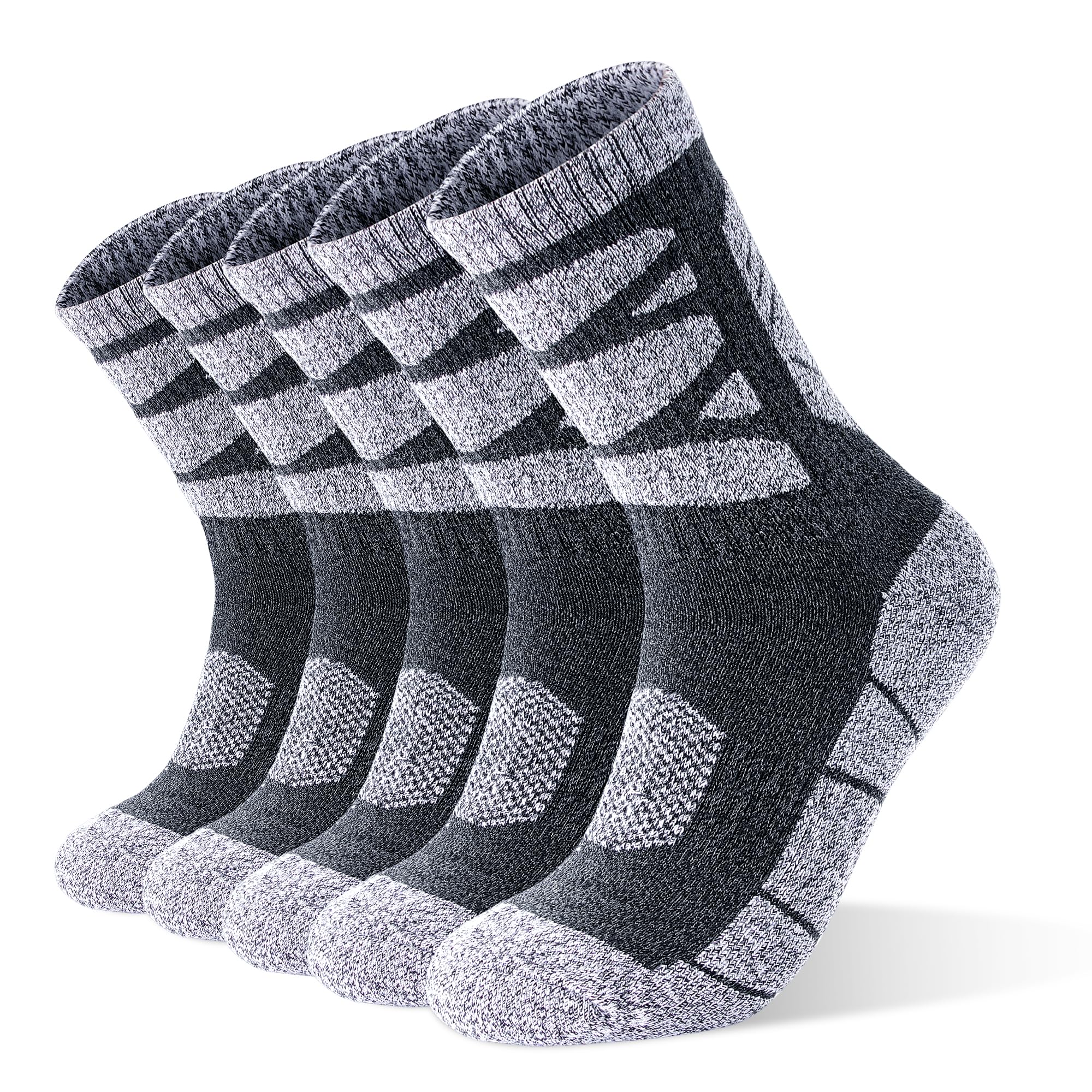 ARERWA Herren-Wandersocken Feuchtigkeitstransportierend Gepolstert 5 Paar Crew Sports Outdoor Gepolsterte Stiefel Dicke Freizeit-Baumwollsocken