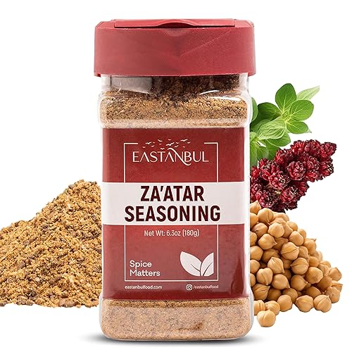 Eastanbul Zaatar condimento, 6.3 onzas, Za'atar, especias Zaatar de especias de Oriente Medio, perfecto para mezclas de condimentos mediterráneos,