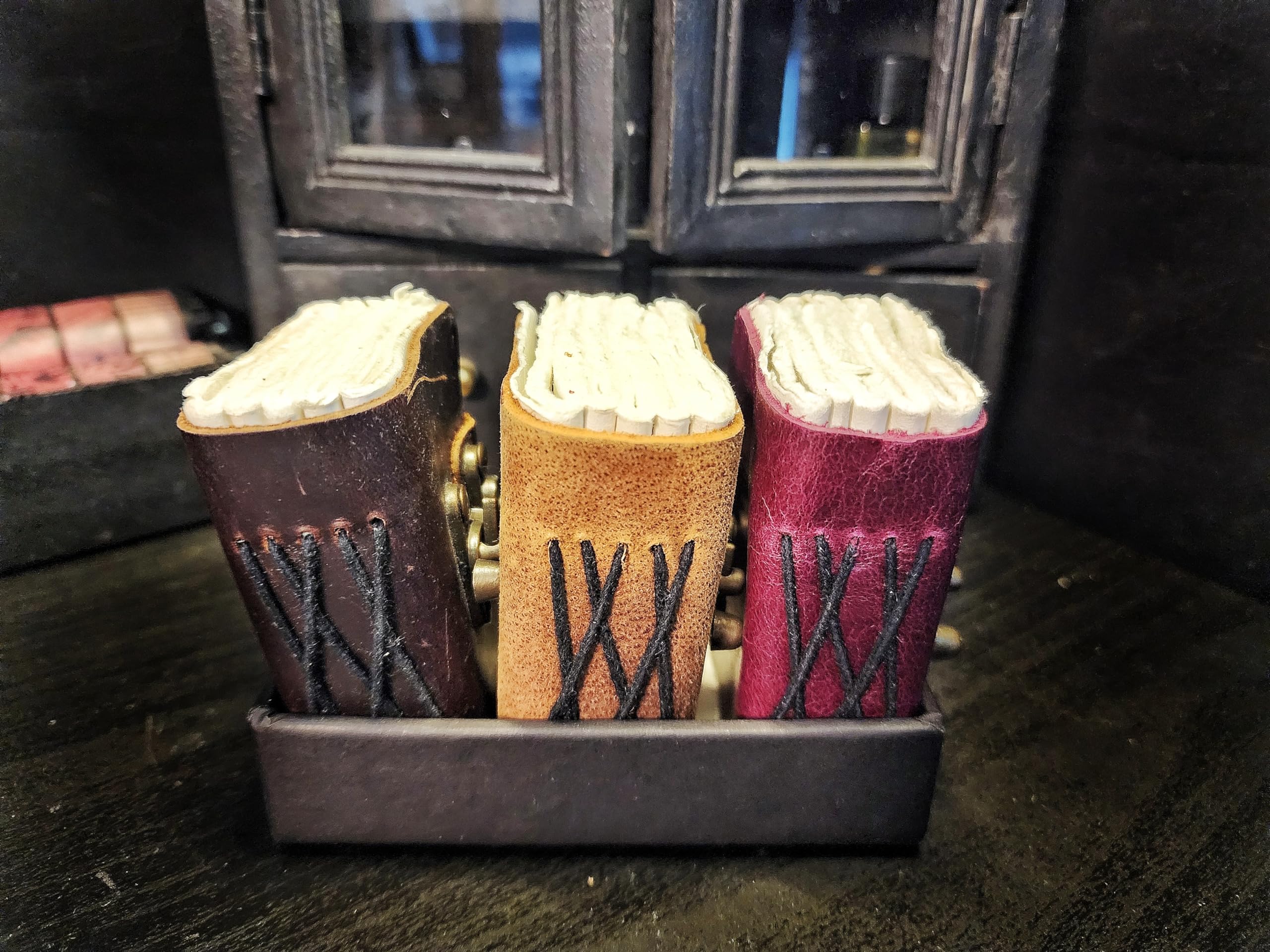 Set di 3 mini diari in pelle fatti a mano, piccoli album vintage per album di ritagli, album tascabili artisti, piccoli quaderni in pelle, senza righe, regalo per artisti, scrittori e album di ritagli