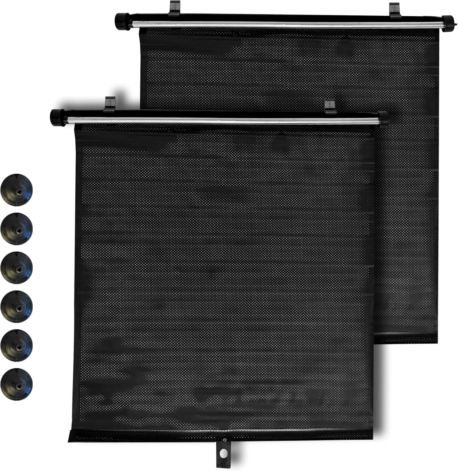 TopShade Car Window Roller Shade - Retractable Auto Side Window Sun Shade for Cars, Trucks, SUVs - UV Protection & Heat Blocker - Baby & Pet Safe - Easy Install (2 Pack, Large, Black)