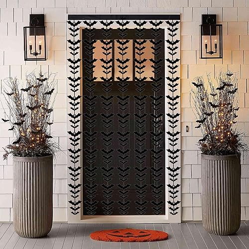 Miniatura 6 de Decoraciones de Halloween  Cortina de lluvia de murciélago de Halloween  Cortina de puerta de Halloween  Cortina colgante de murciélago colgante de